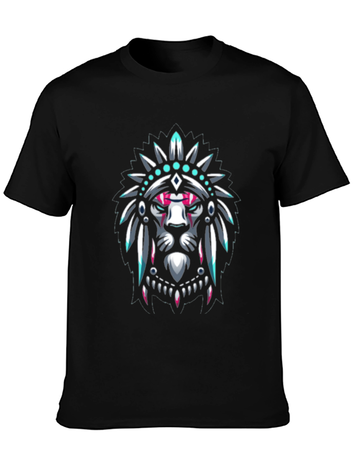 Lion Headdress Graphic Black T-Shirt