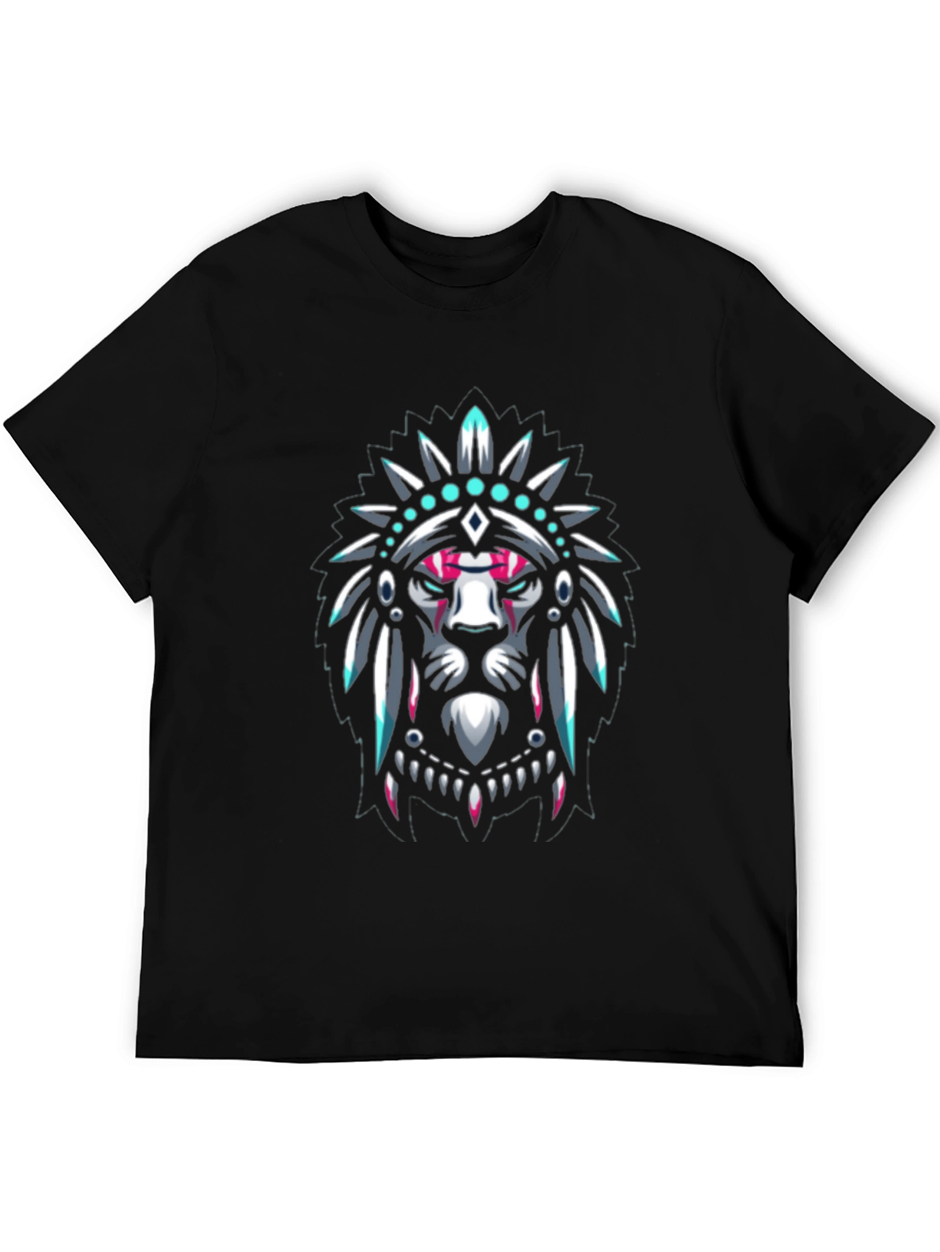 Lion Headdress Graphic Black T-Shirt