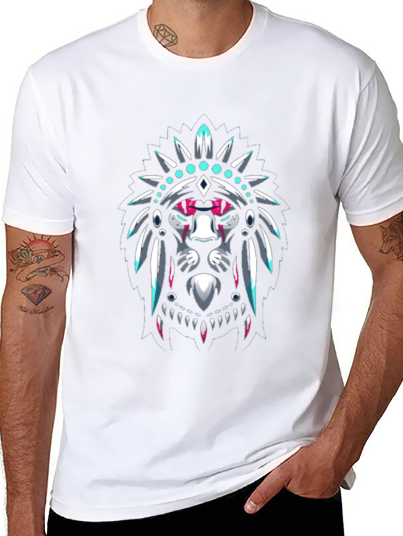 Lion Headdress Graphic Black T-Shirt