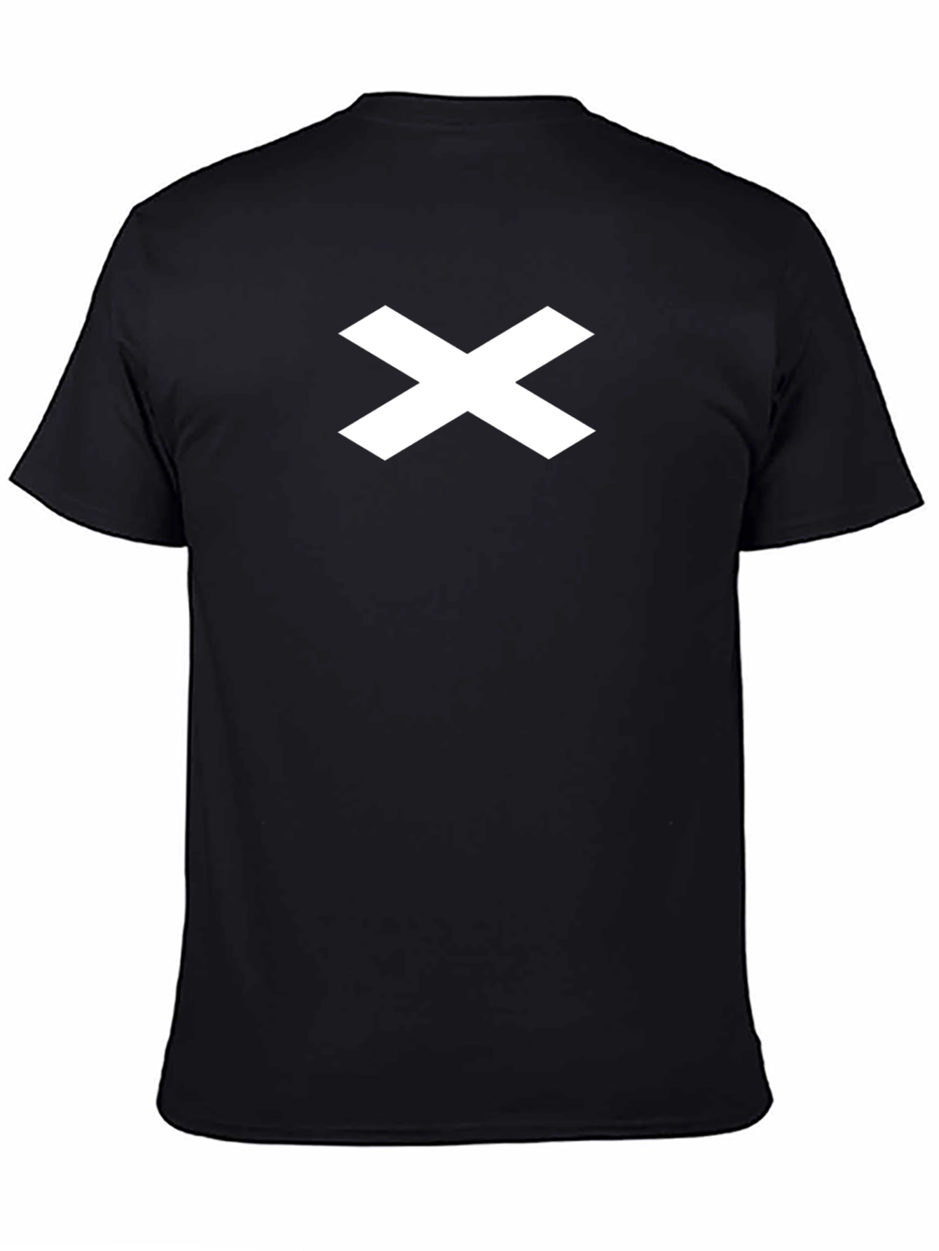 Mens Black T-Shirt with White X Design