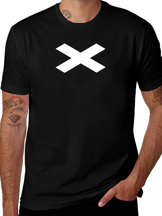 Mens Black T-Shirt with White X Design