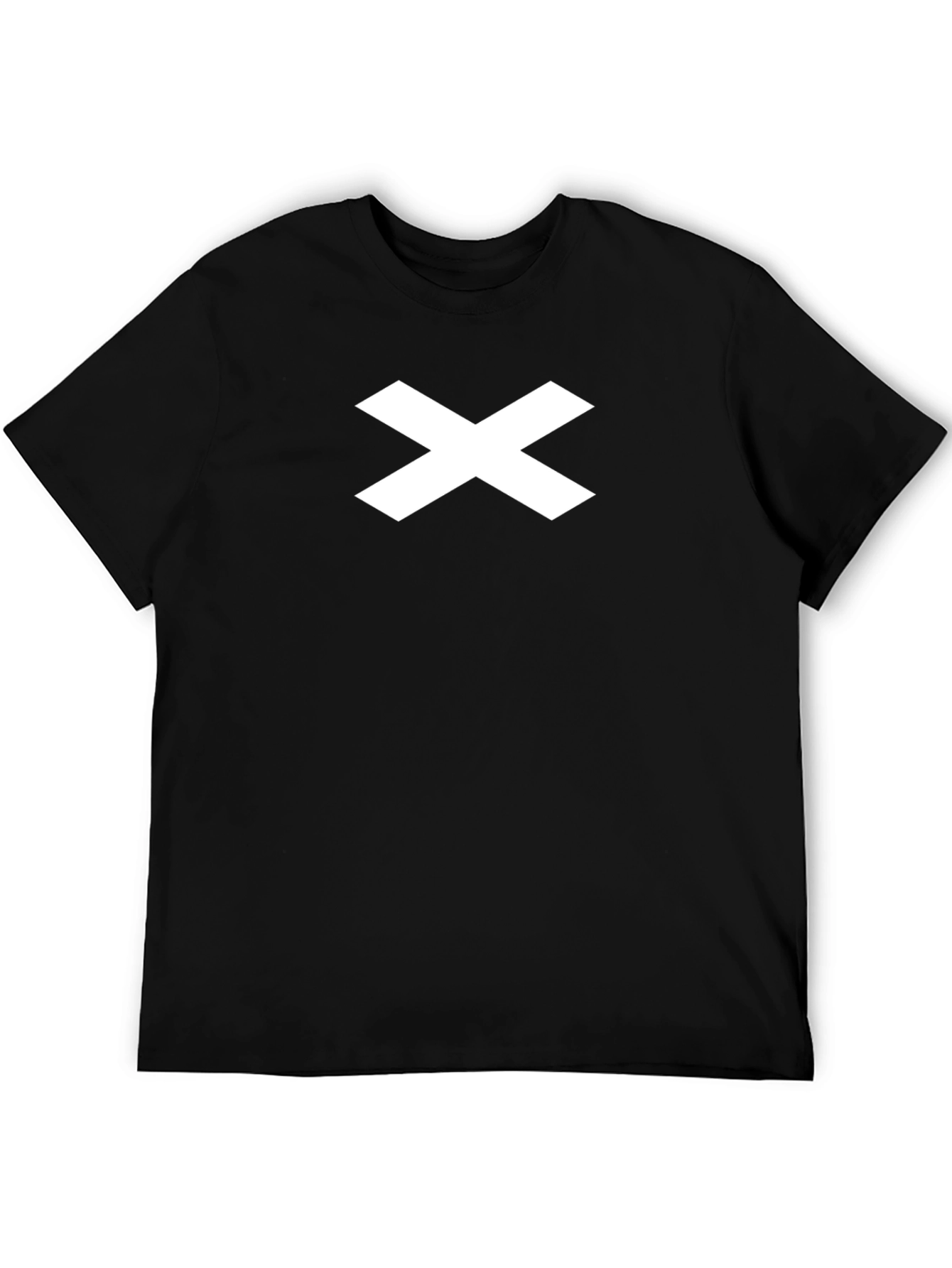 Mens Black T-Shirt with White X Design