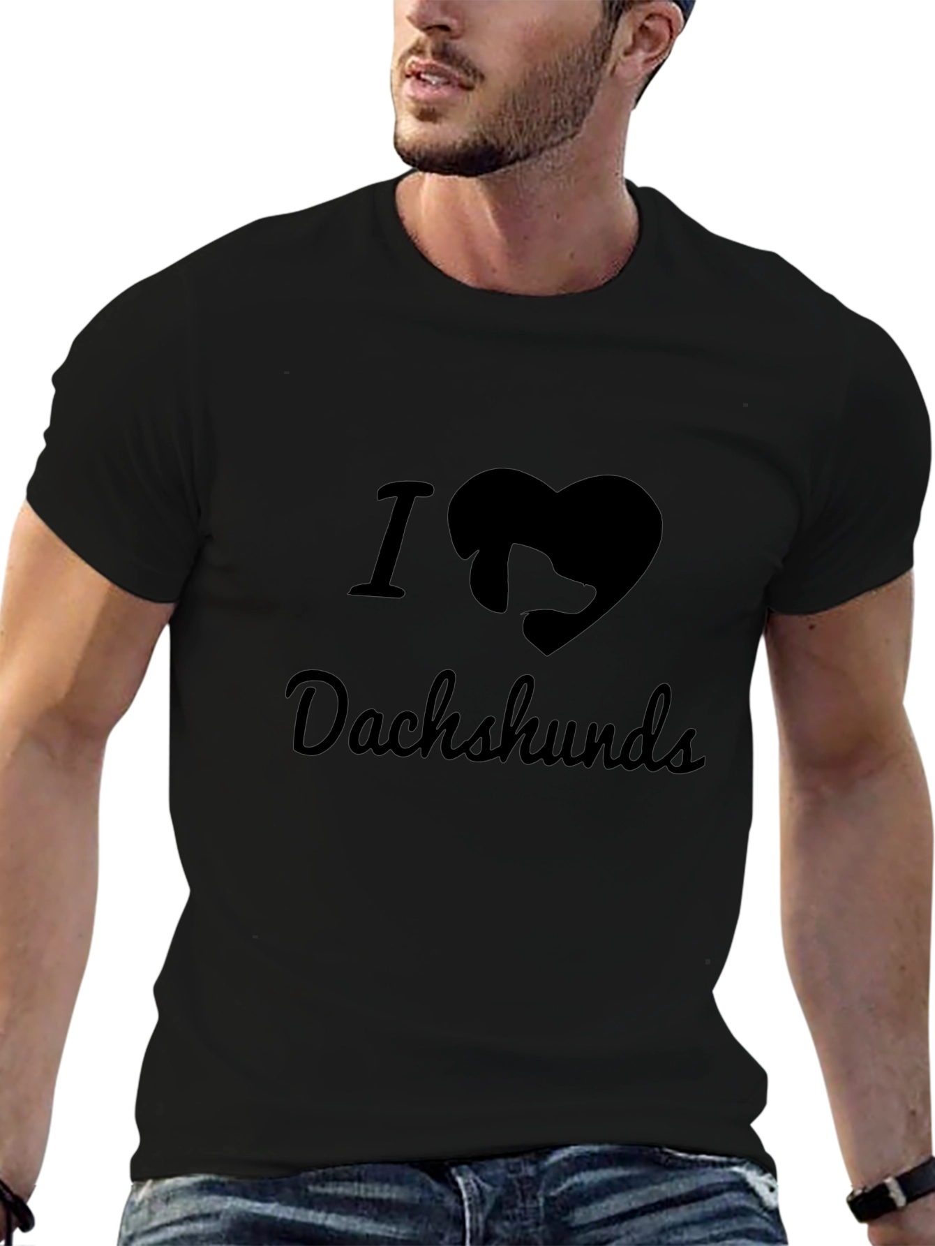 I Love Dachshunds Black T-Shirt