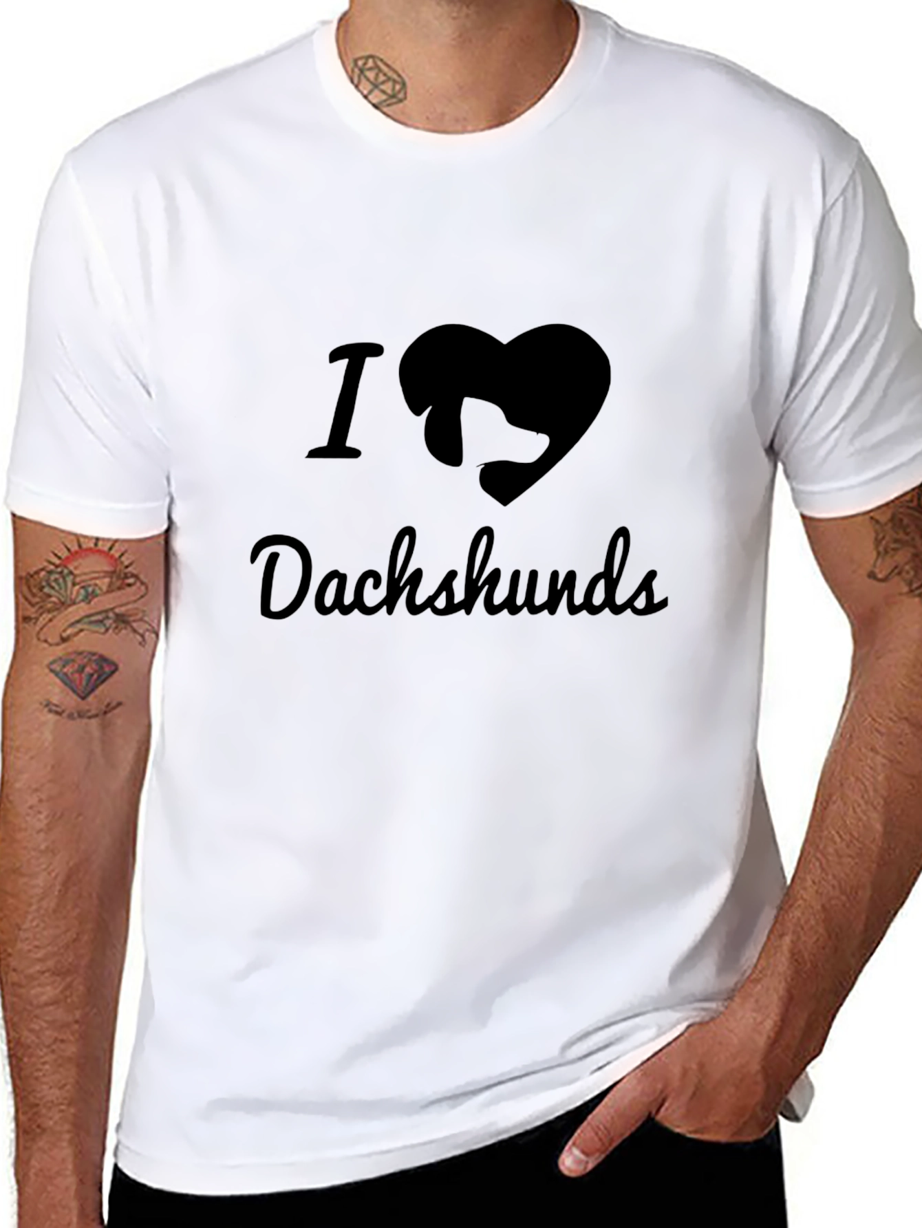 I Love Dachshunds Black T-Shirt