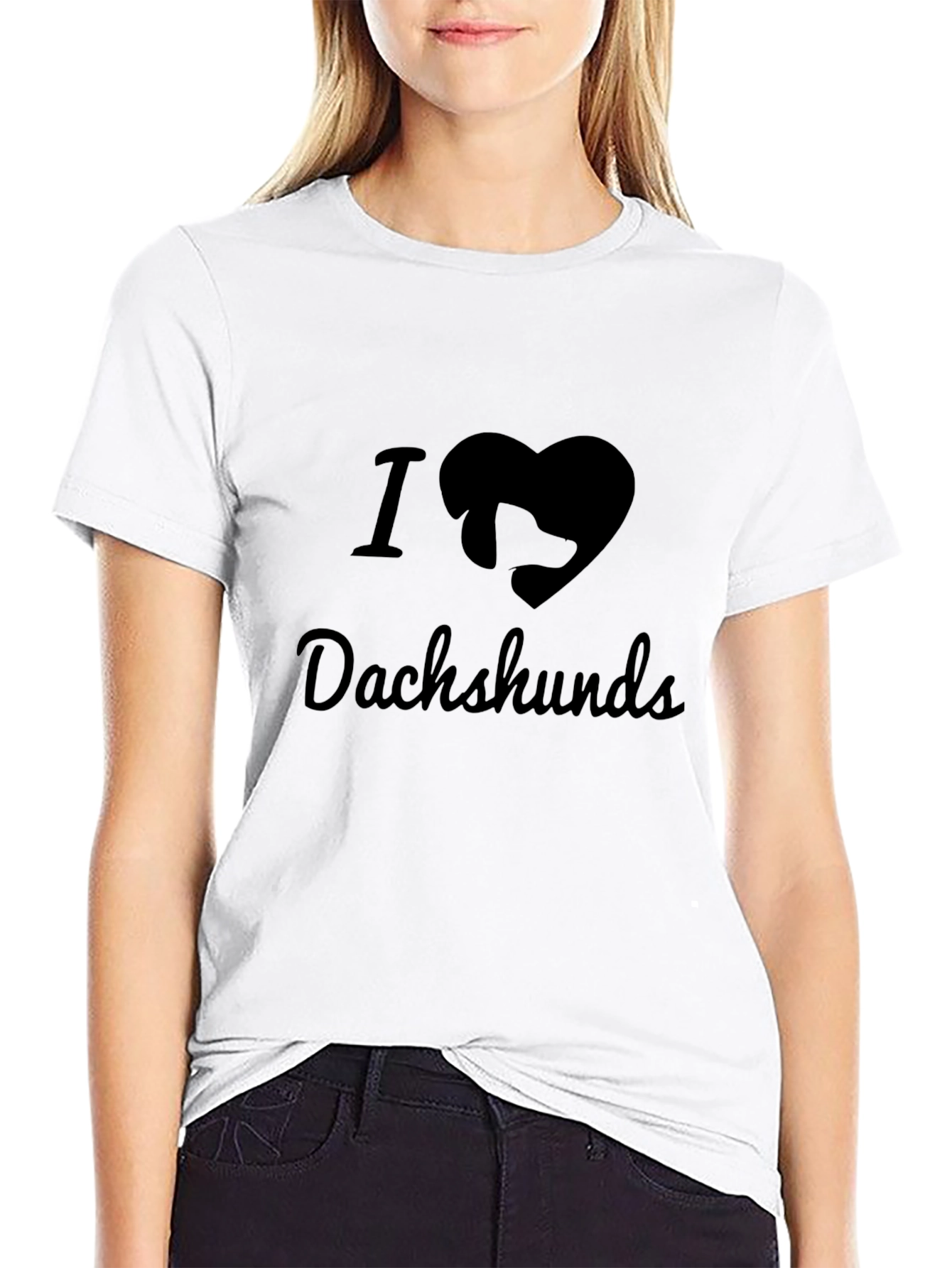 I Love Dachshunds Black T-Shirt