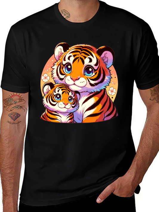 Cute Tiger Cub Family Graphic Tee - Soft Cotton Blend
