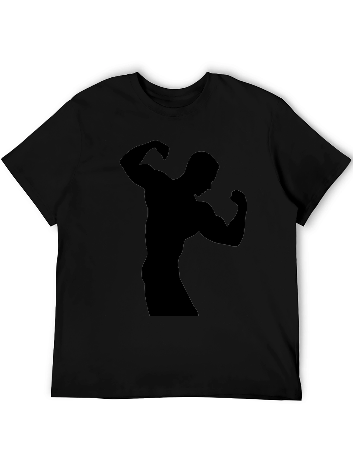 Mens Black Silhouette Bodybuilder Graphic T-Shirt