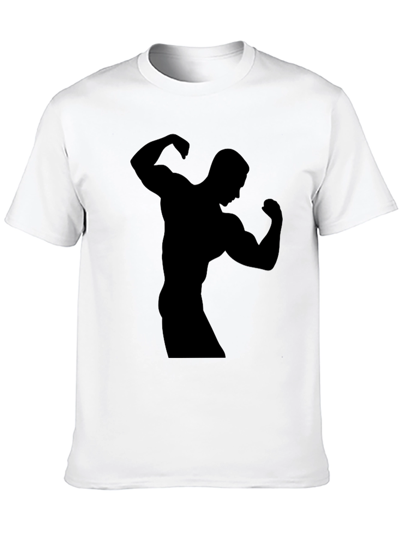 Mens Black Silhouette Bodybuilder Graphic T-Shirt