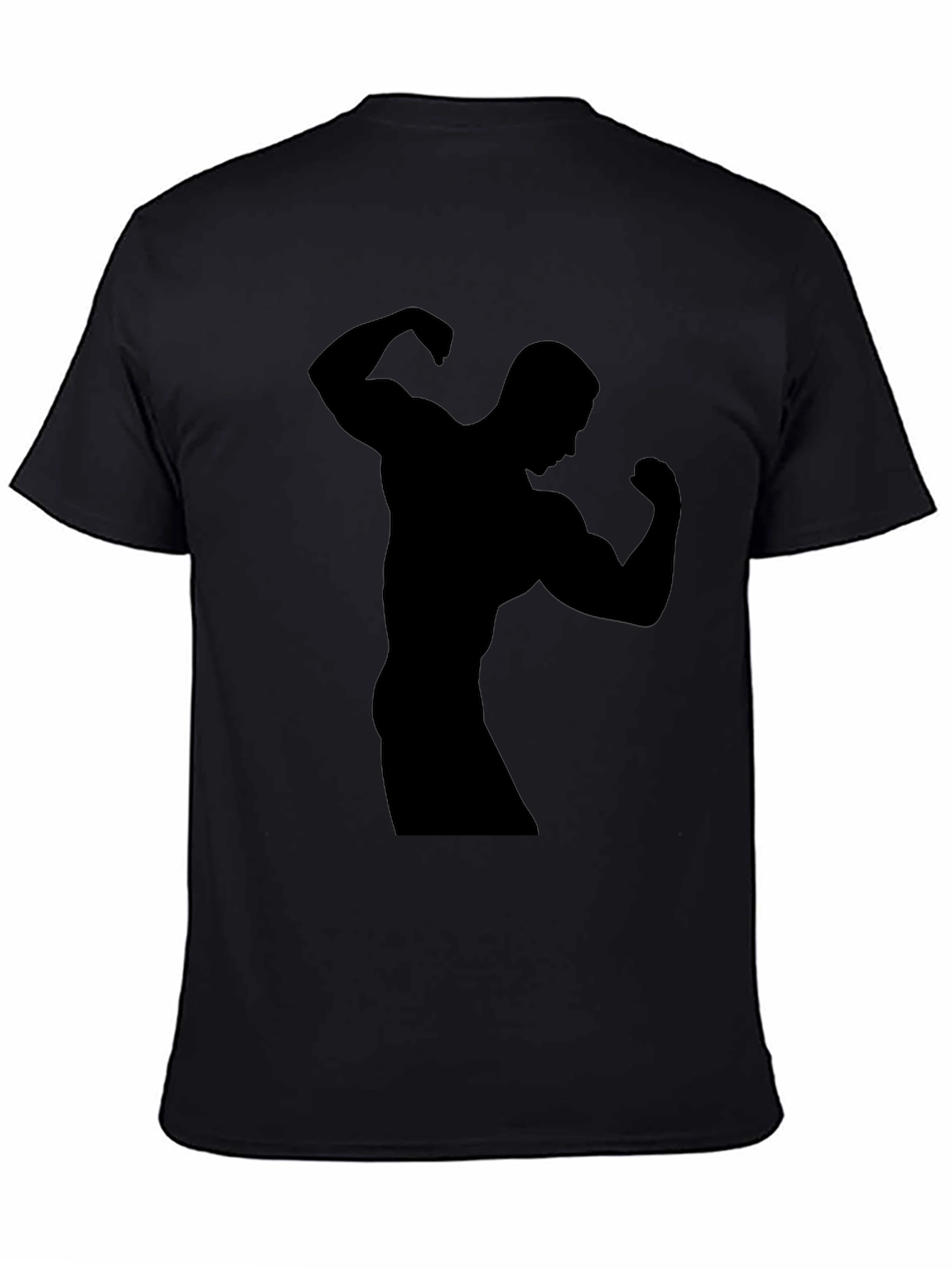 Mens Black Silhouette Bodybuilder Graphic T-Shirt