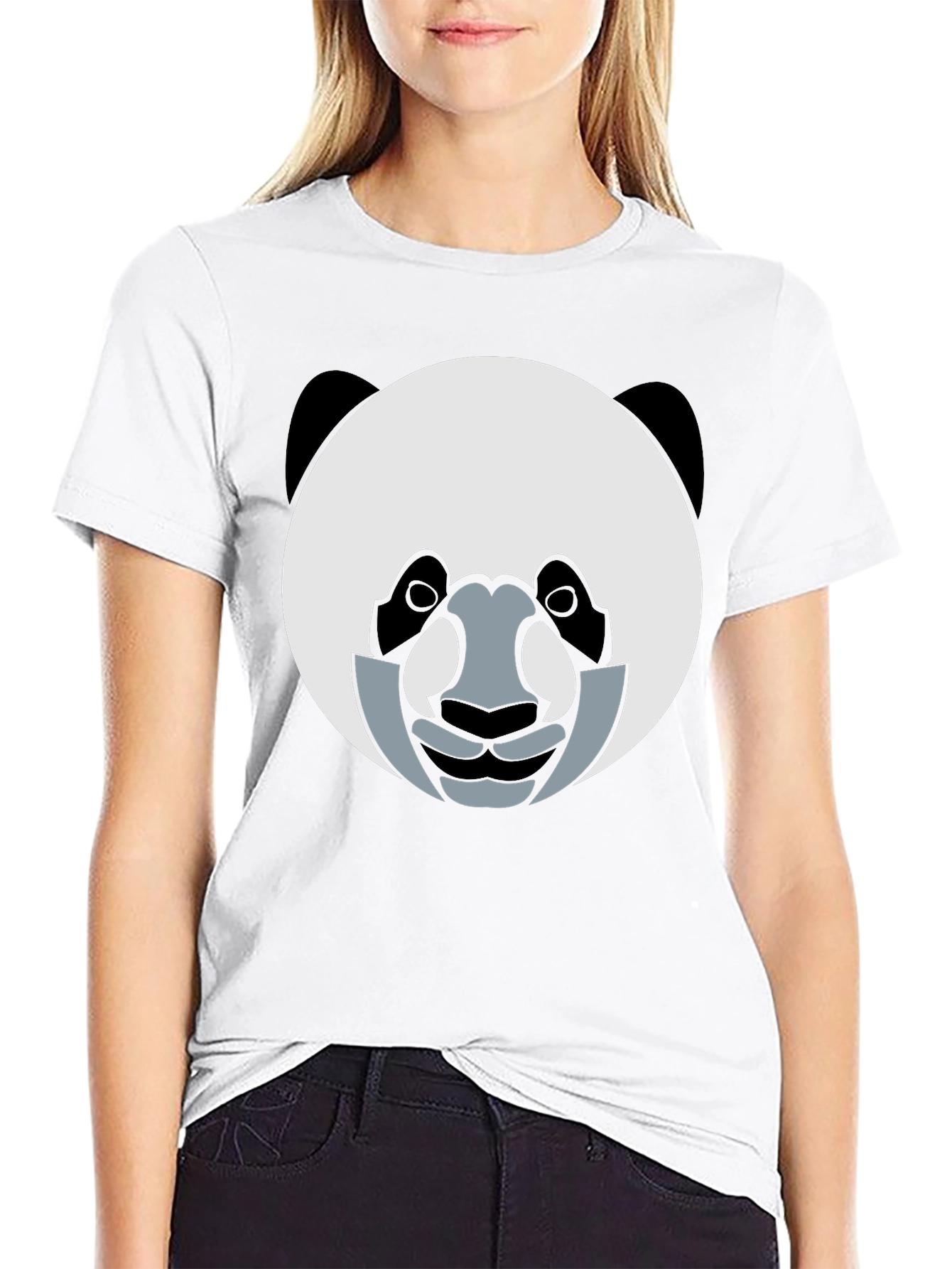 Panda Face Graphic Tee - Black