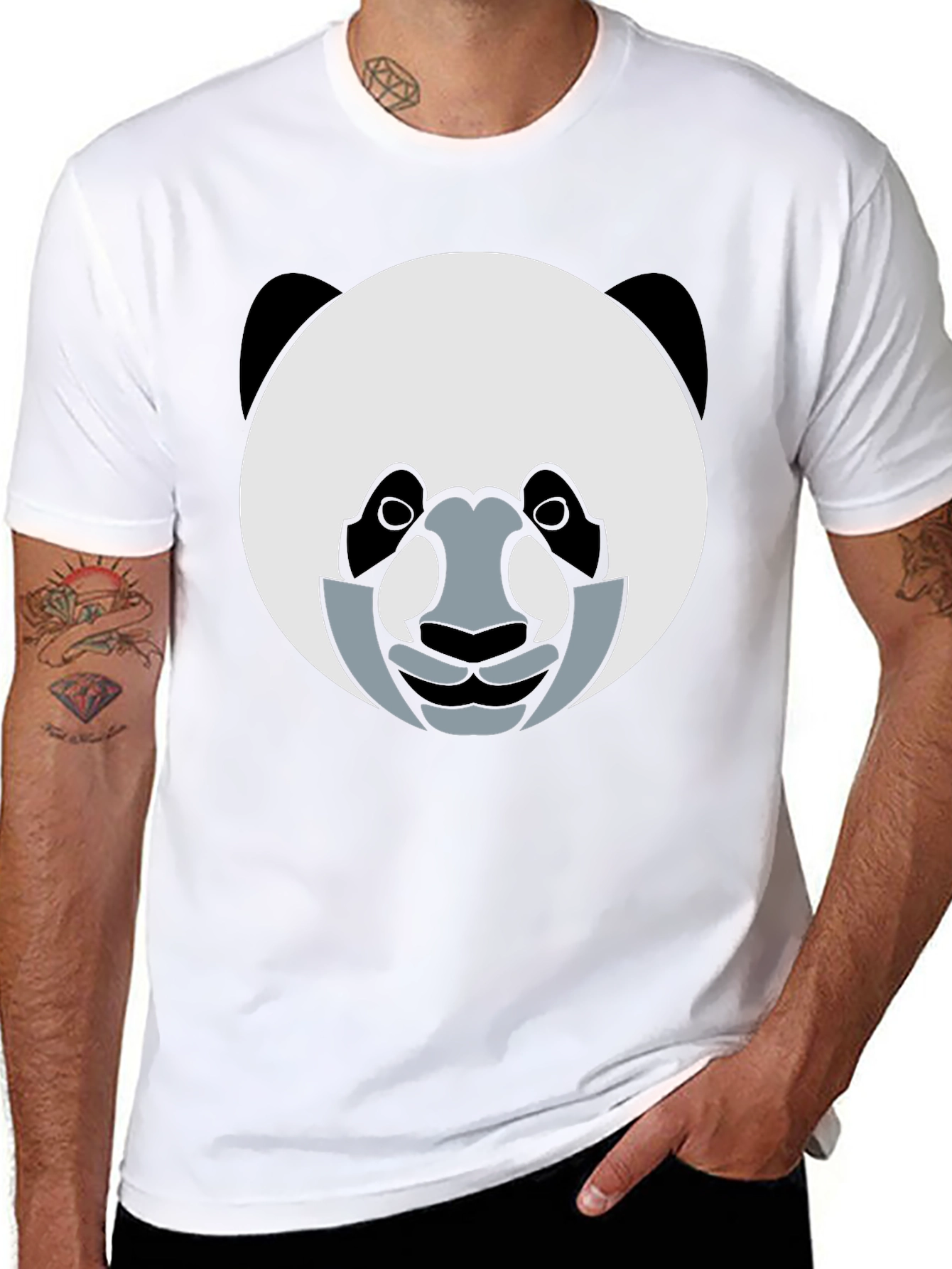Panda Face Graphic Tee - Black