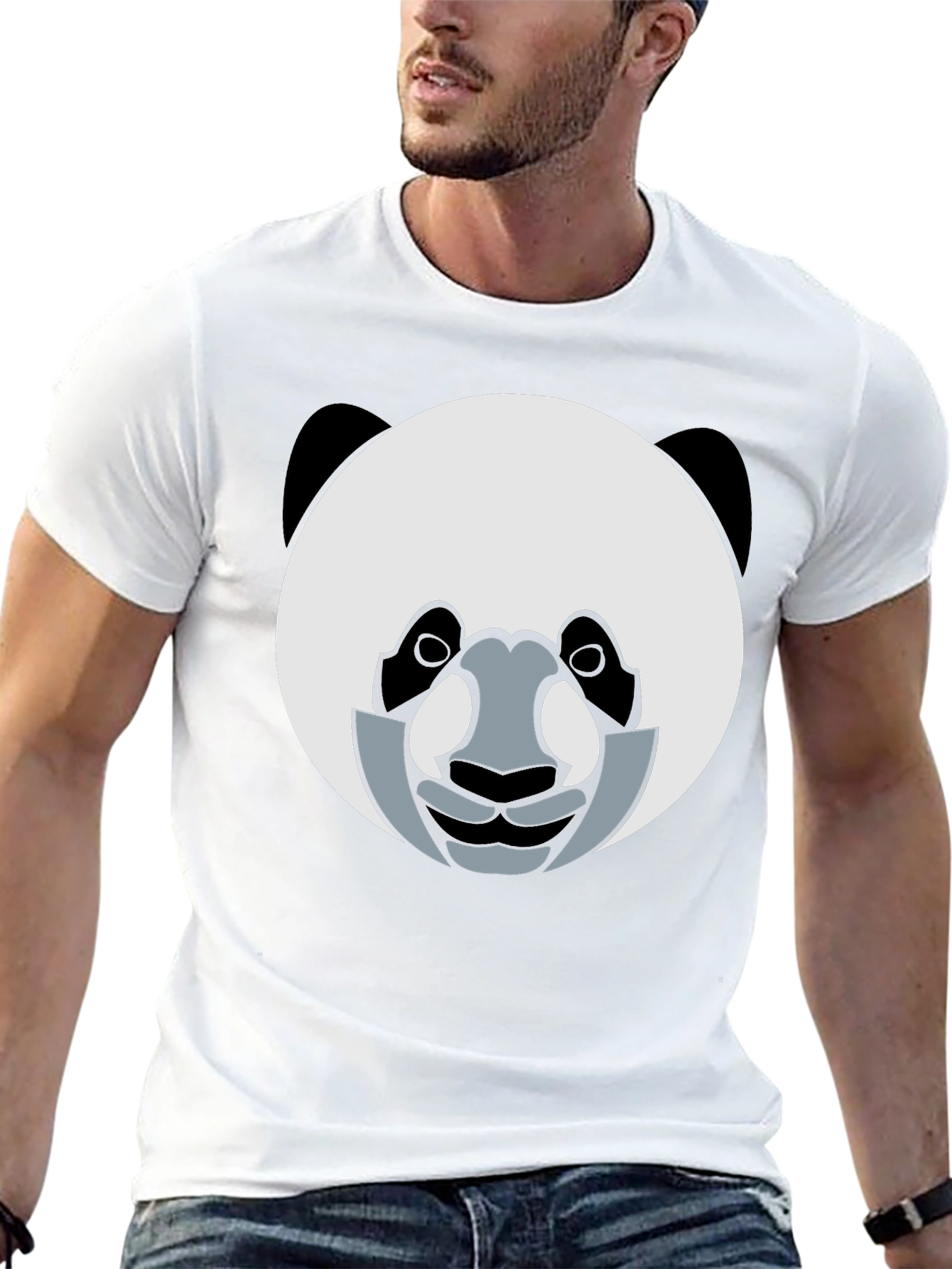 Panda Face Graphic Tee - Black