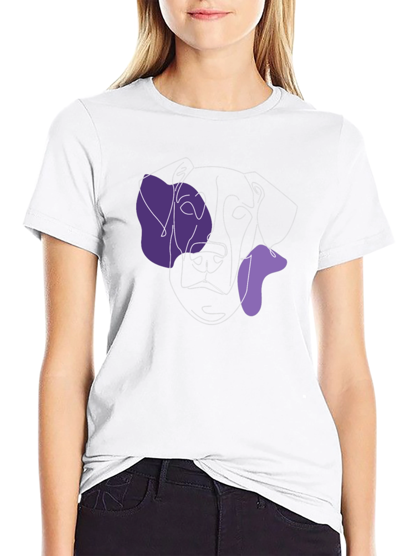 Minimalist Dog Line Art Tee - Black