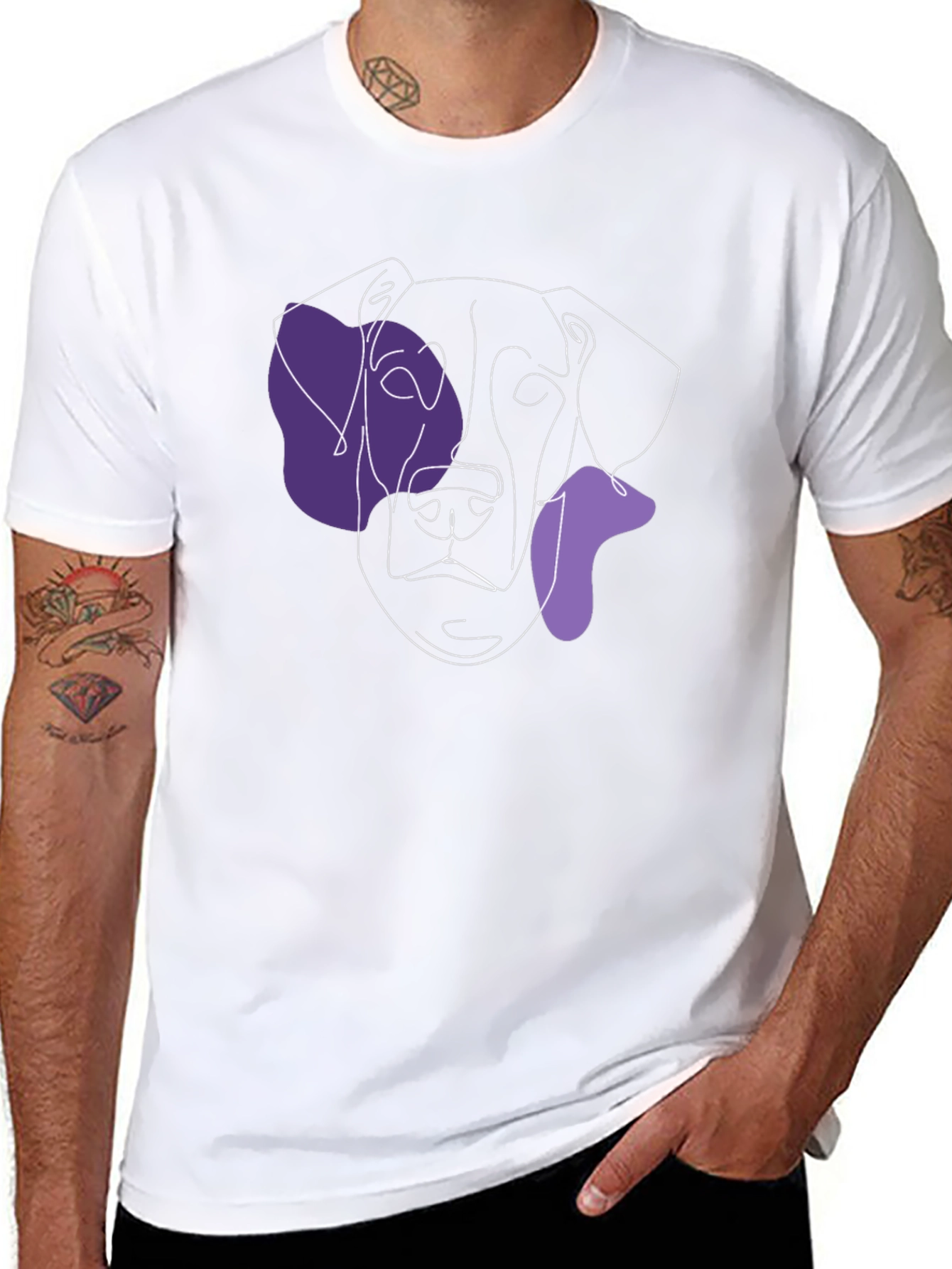 Minimalist Dog Line Art Tee - Black