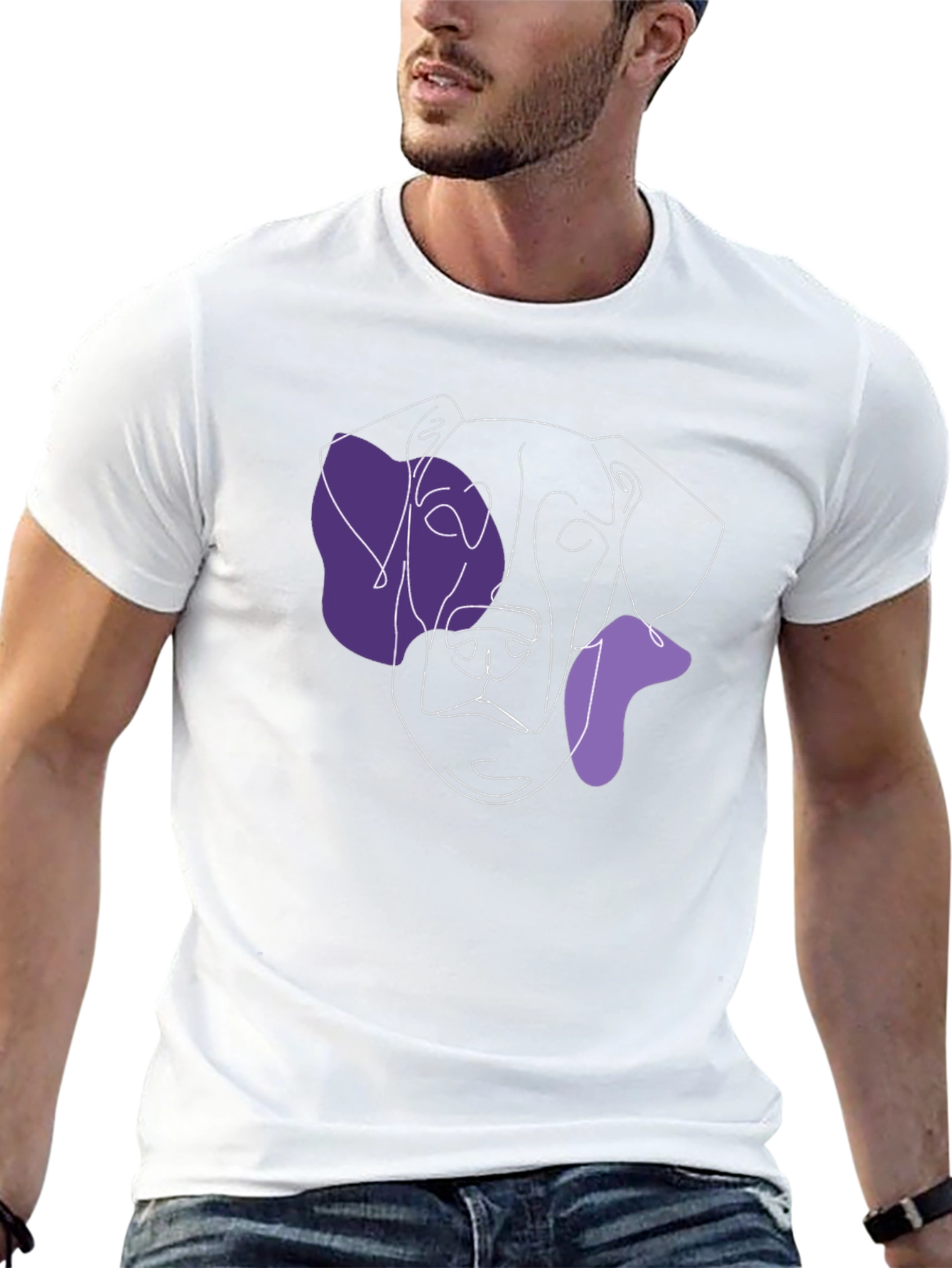 Minimalist Dog Line Art Tee - Black