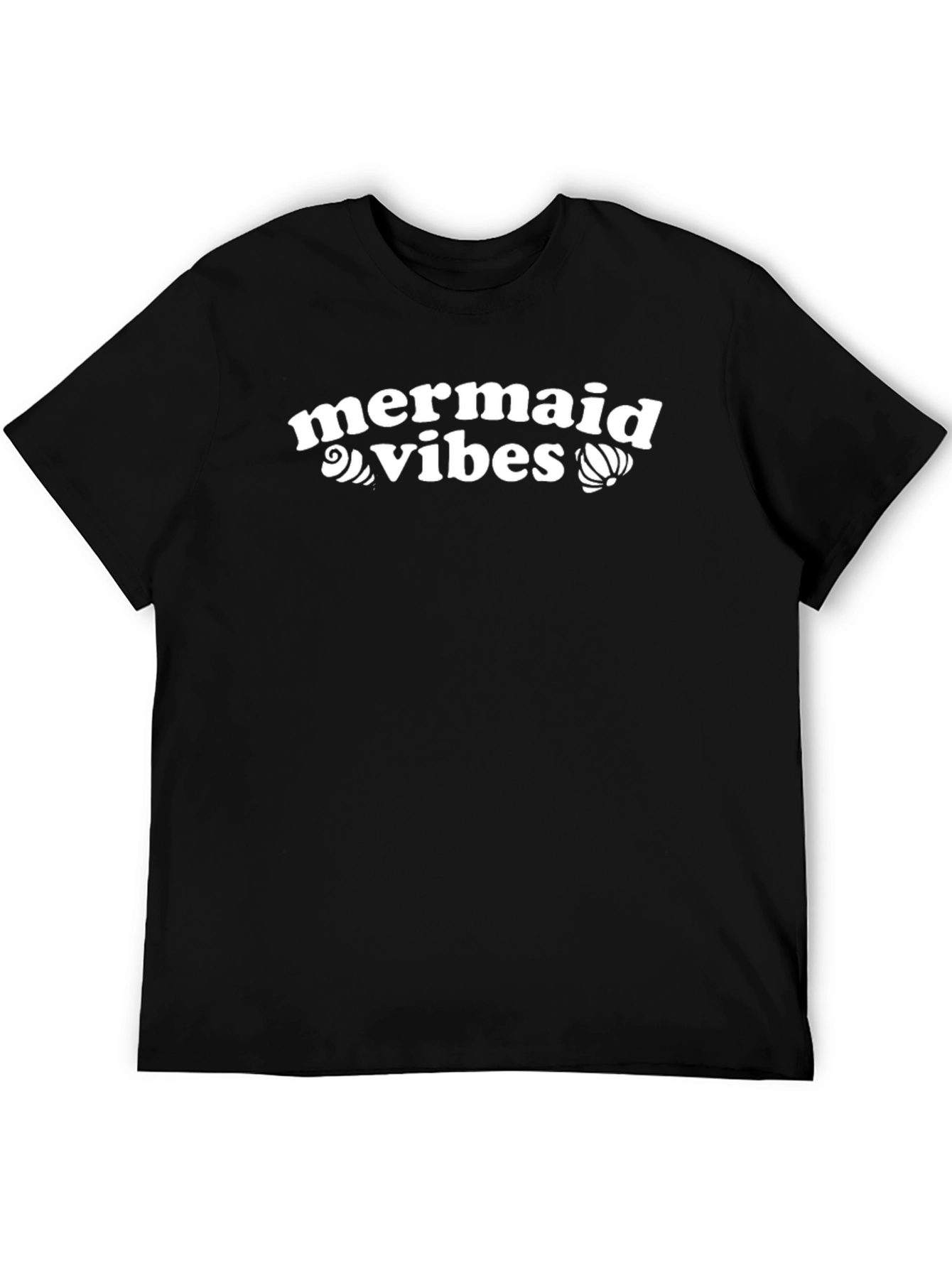Mermaid Vibes Graphic Tee - Black Casual T-Shirt