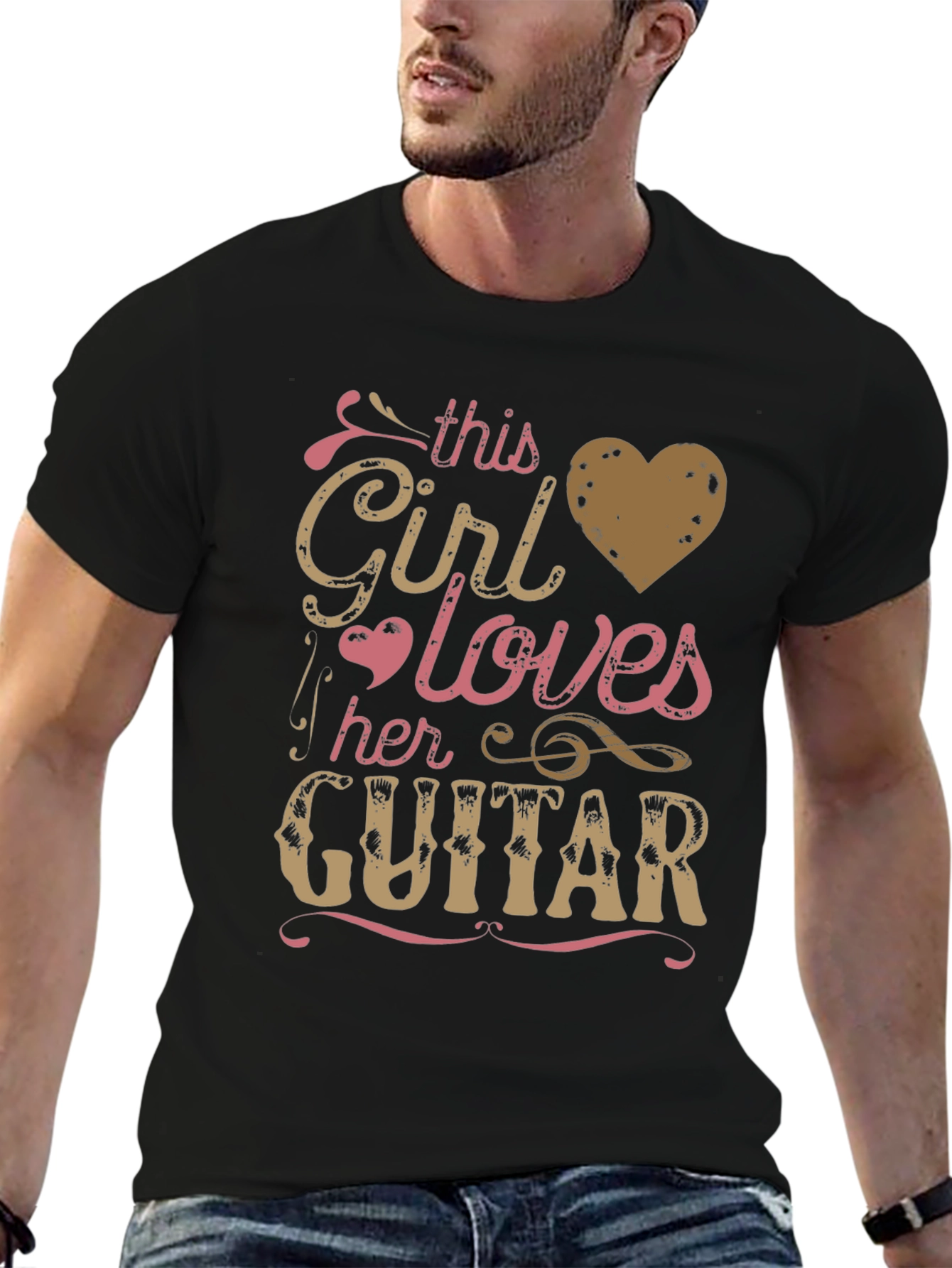 This Girl Loves Her Guitar Black Graphic Tee