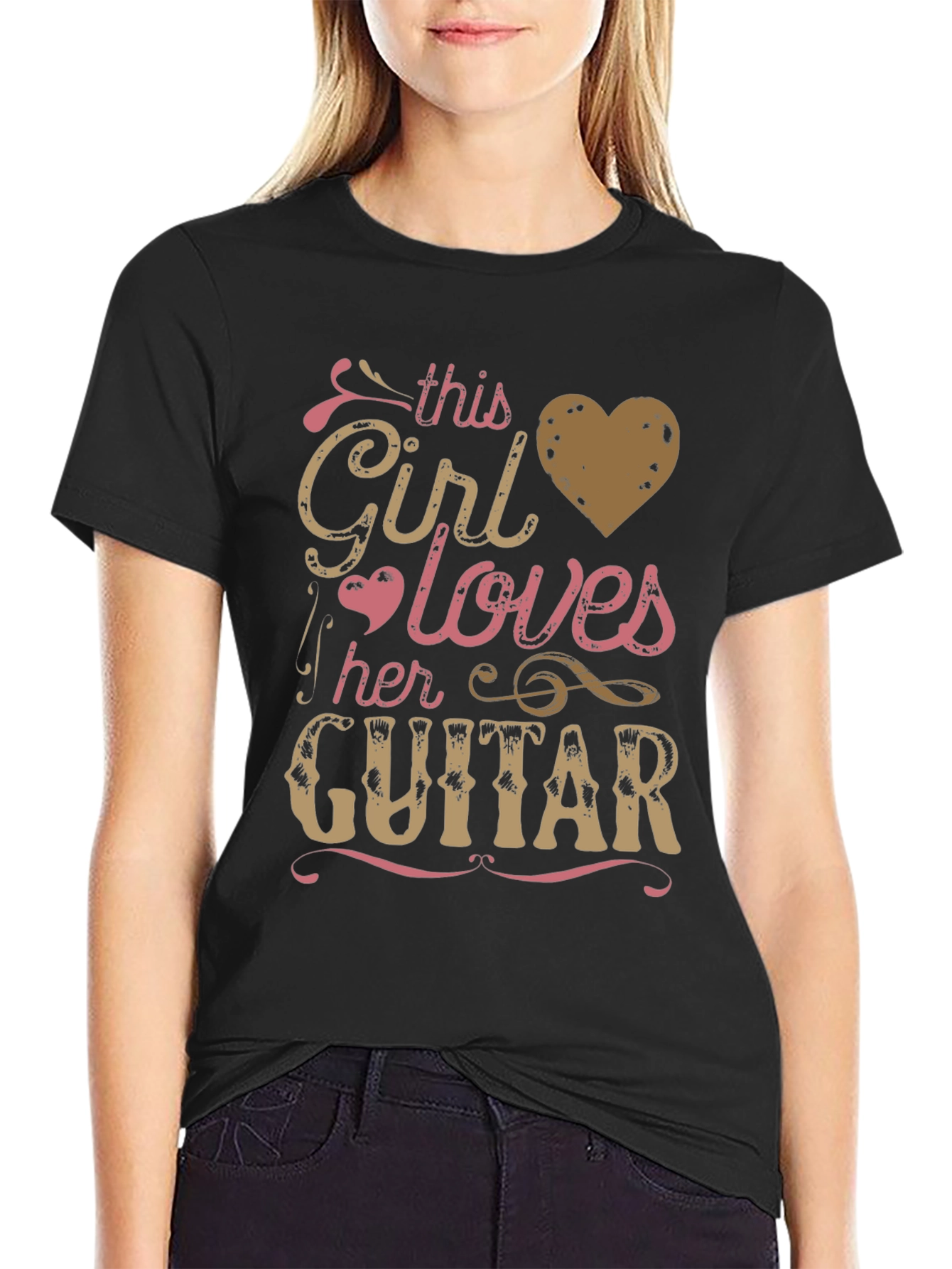 This Girl Loves Her Guitar Black Graphic Tee