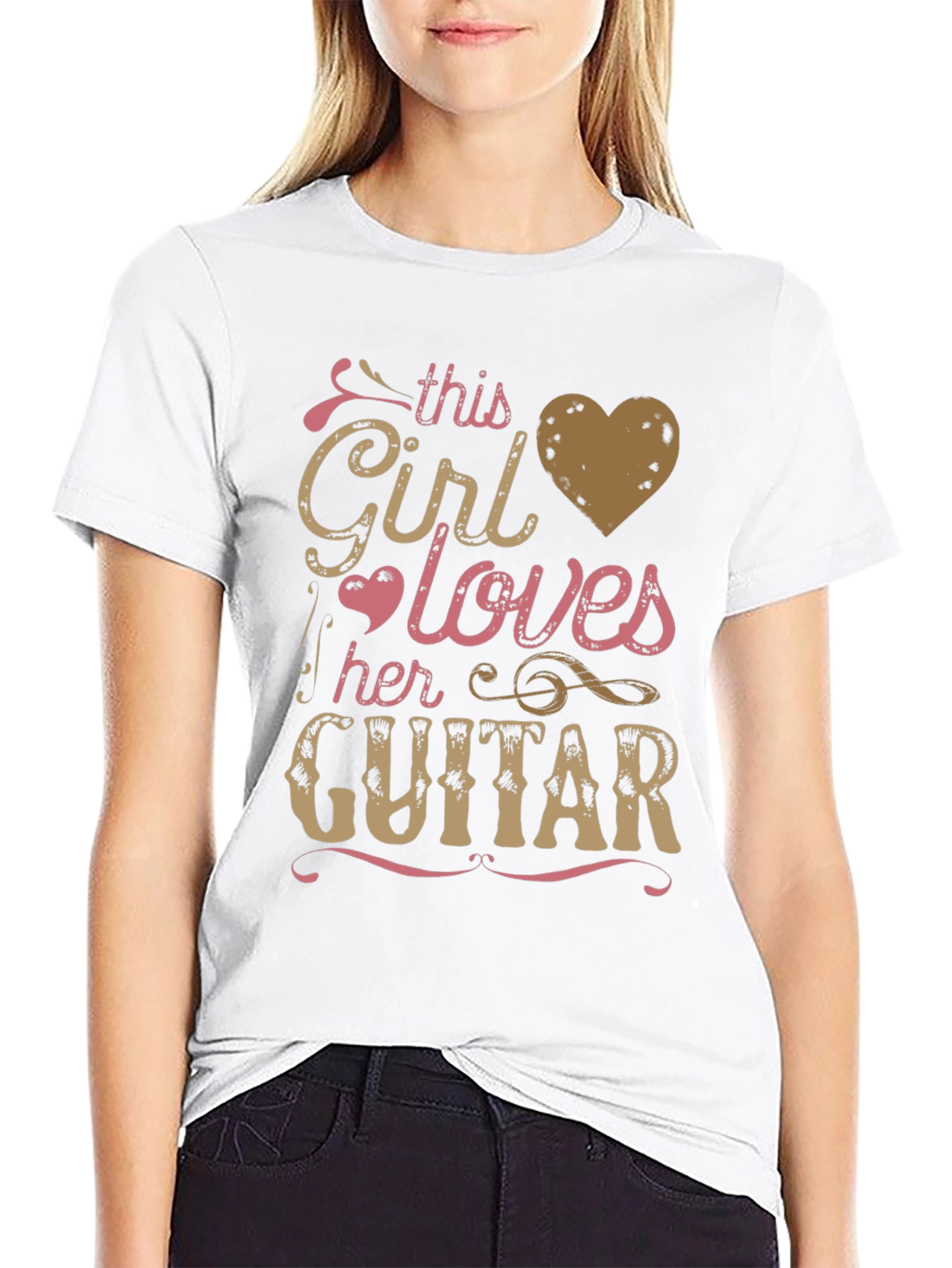 This Girl Loves Her Guitar Black Graphic Tee