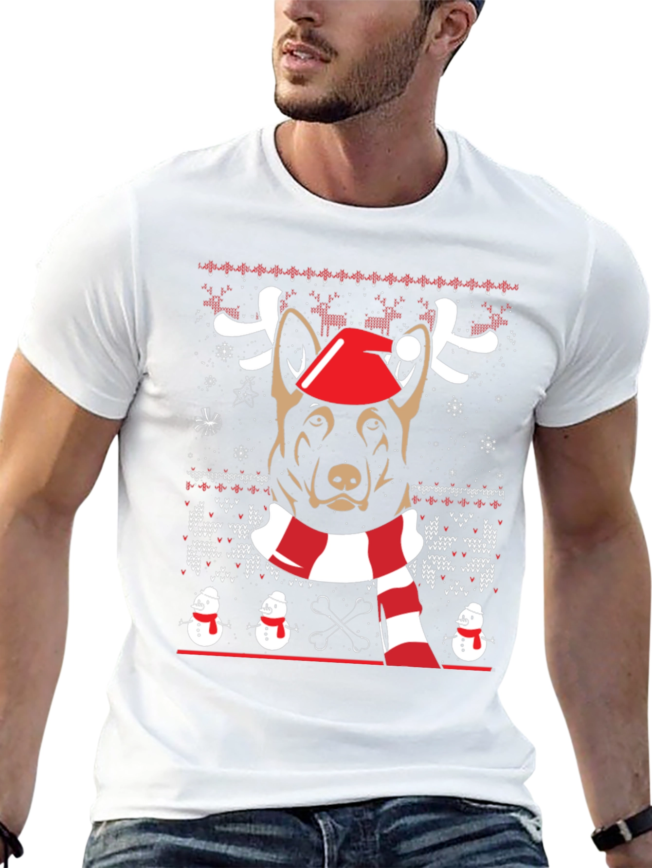 Dog Breed Christmas Sweater Graphic T-Shirt