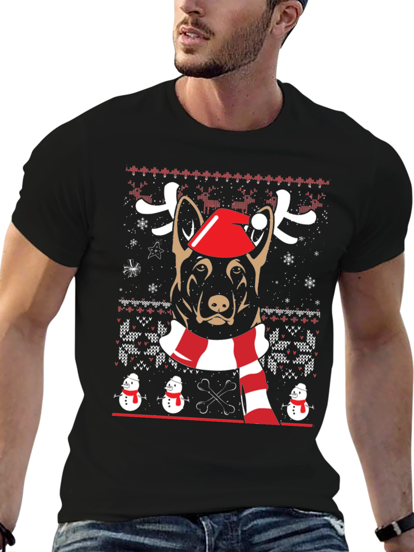Dog Breed Christmas Sweater Graphic T-Shirt