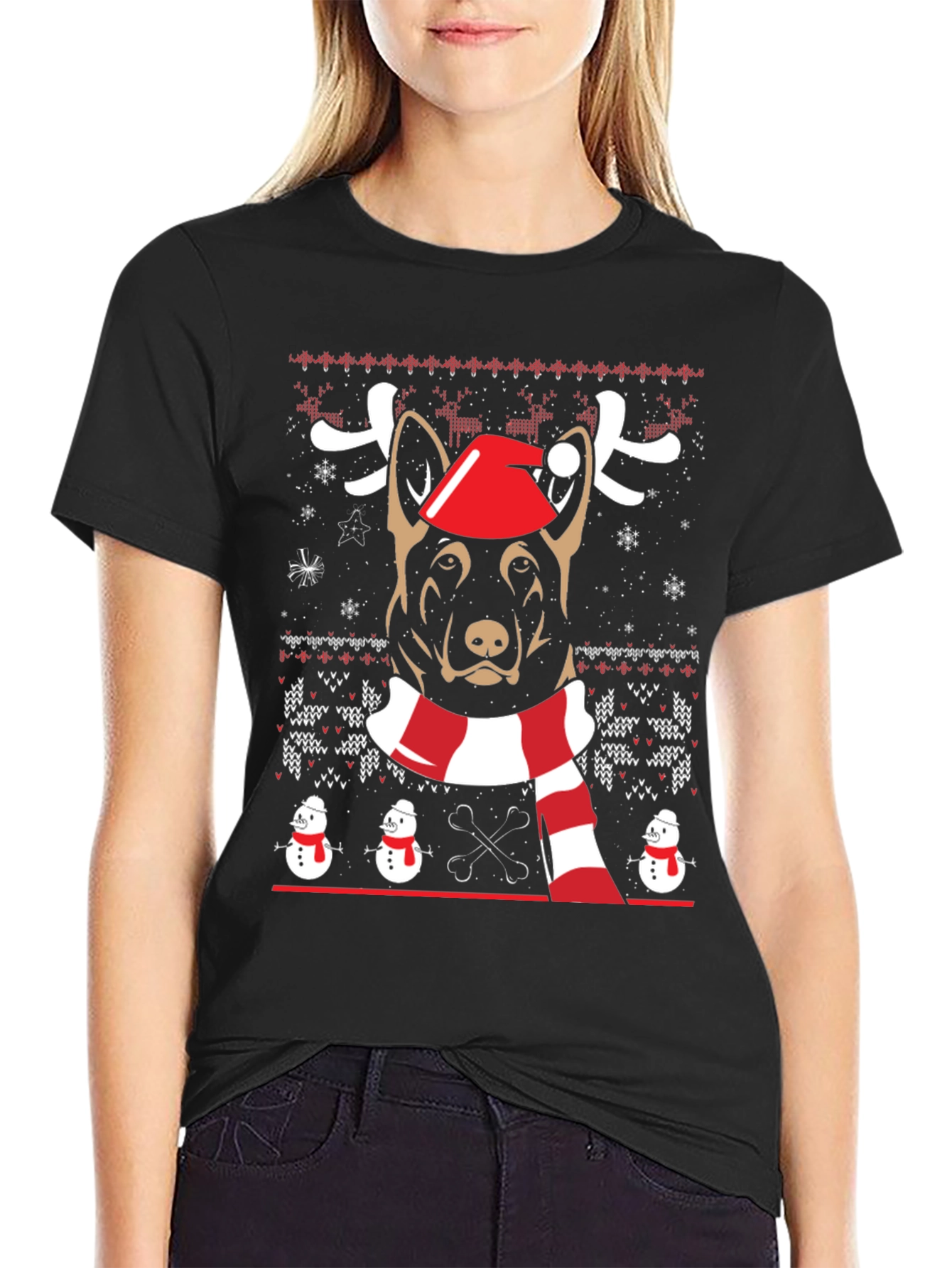 Dog Breed Christmas Sweater Graphic T-Shirt