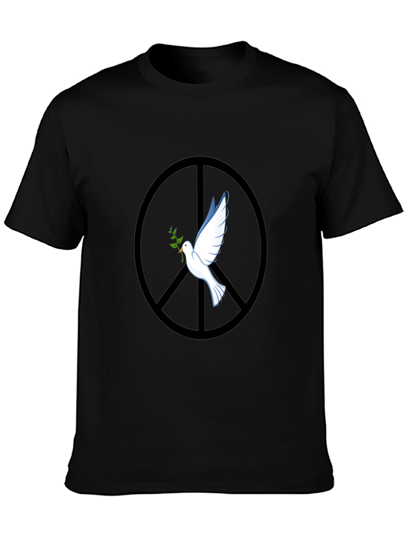 Peace Dove Graphic Tee - Black Cotton Blend