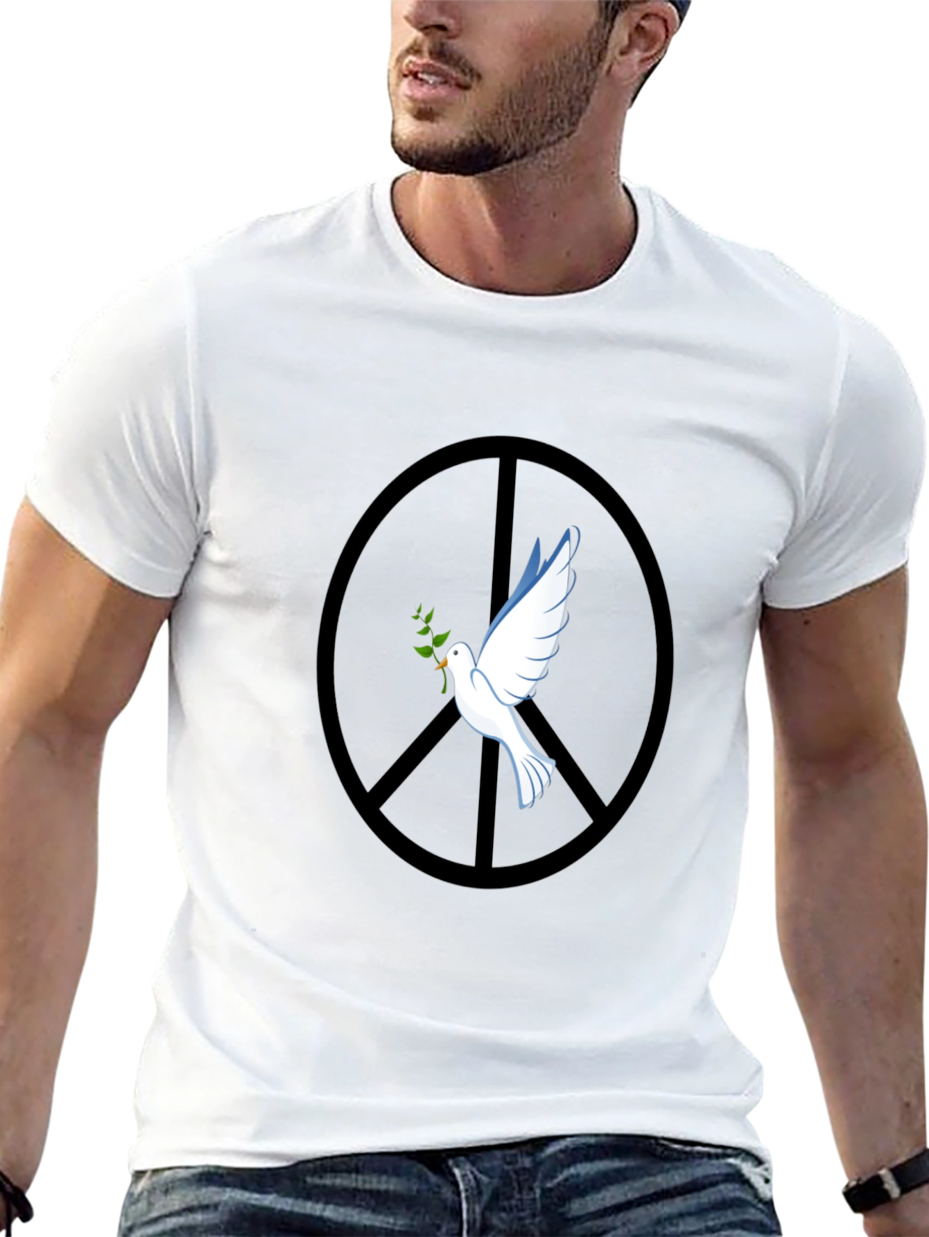 Peace Dove Graphic Tee - Black Cotton Blend