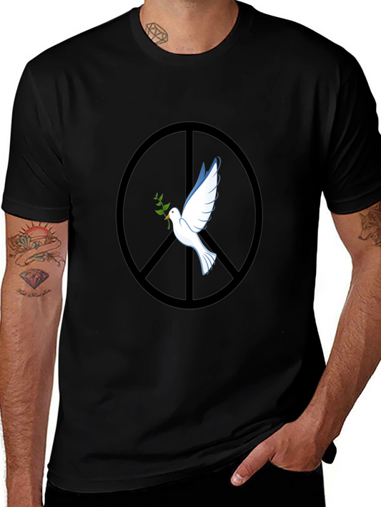 Peace Dove Graphic Tee - Black Cotton Blend