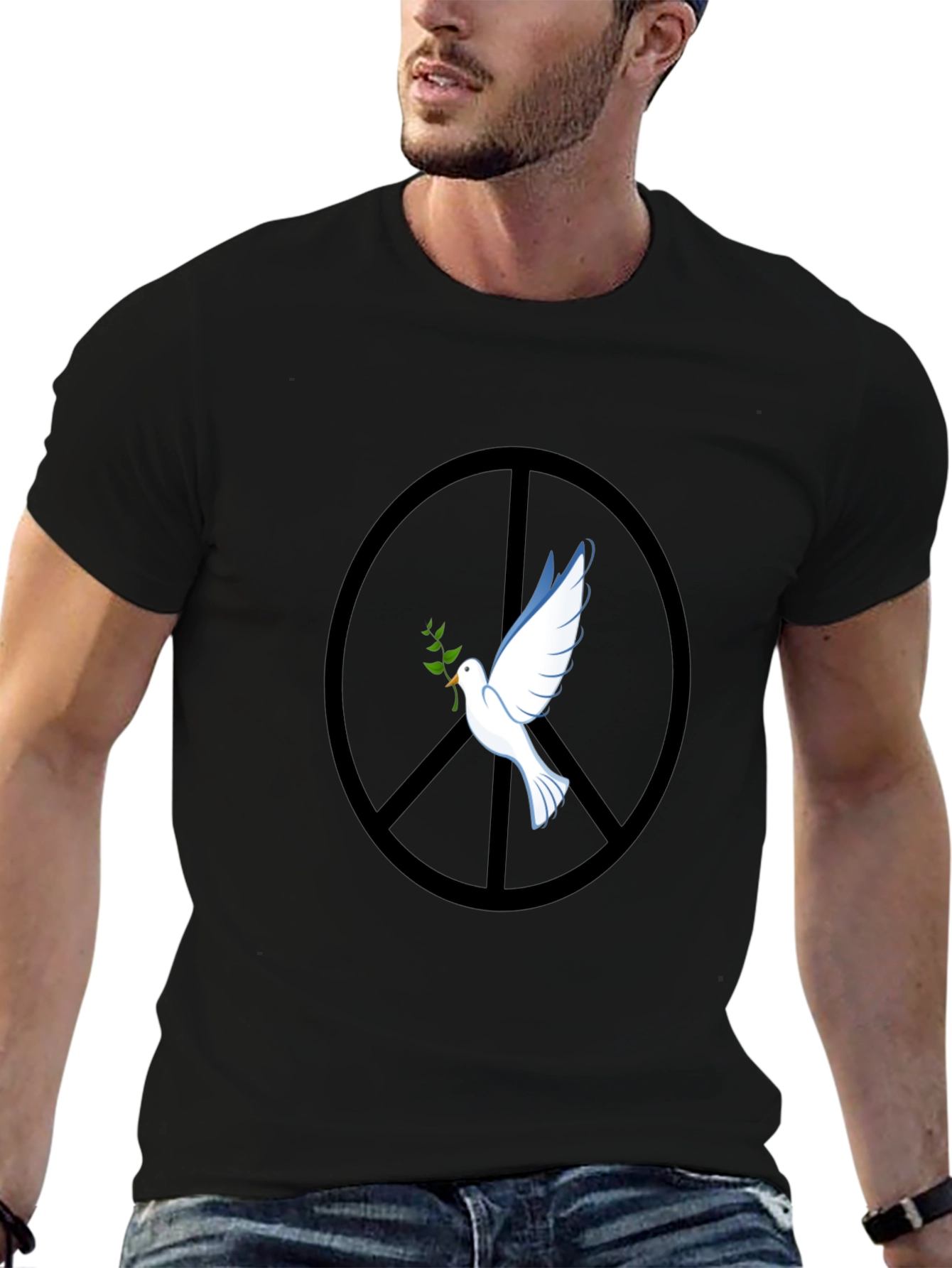 Peace Dove Graphic Tee - Black Cotton Blend