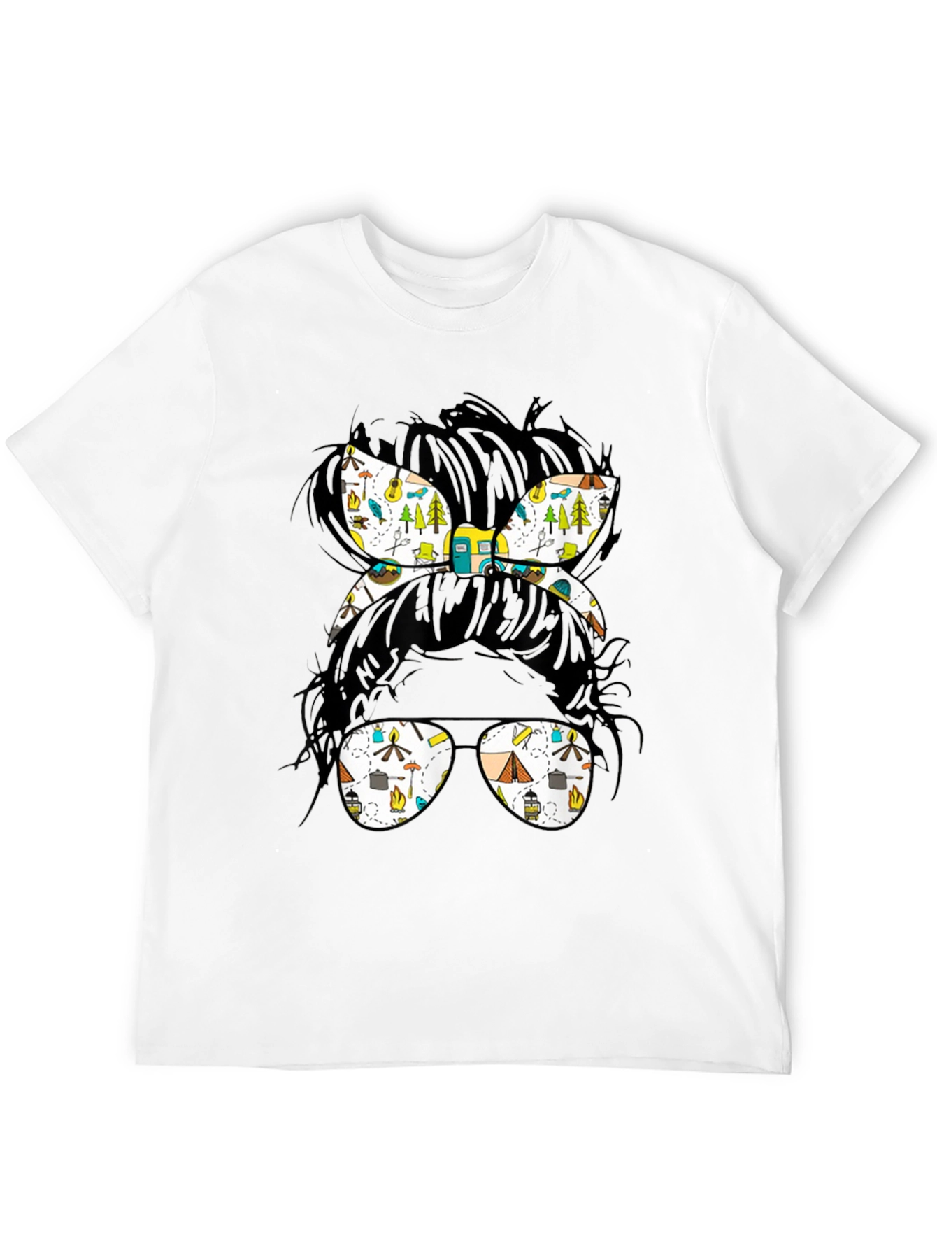 Camping Messy Bun Graphic Tee