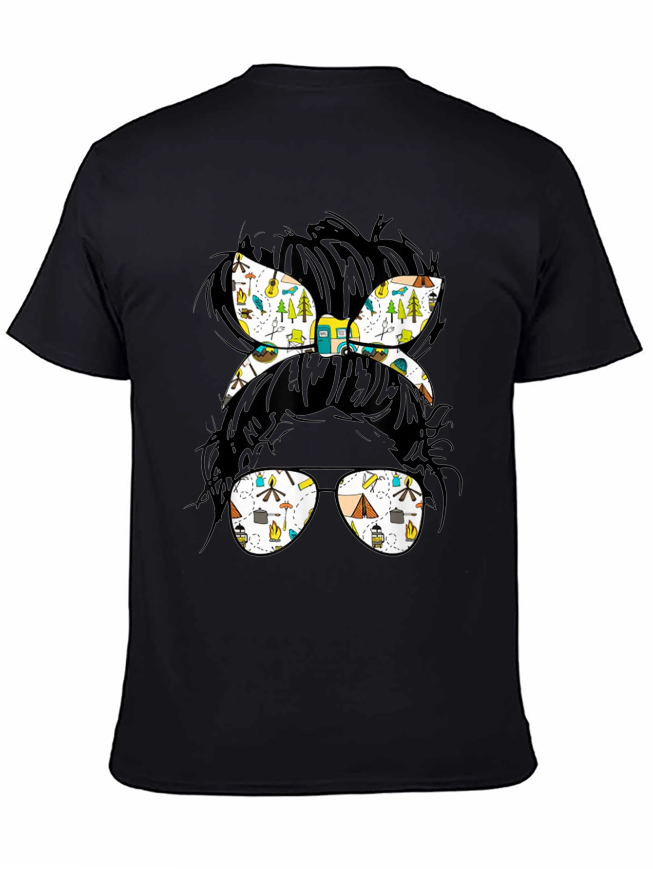 Camping Messy Bun Graphic Tee