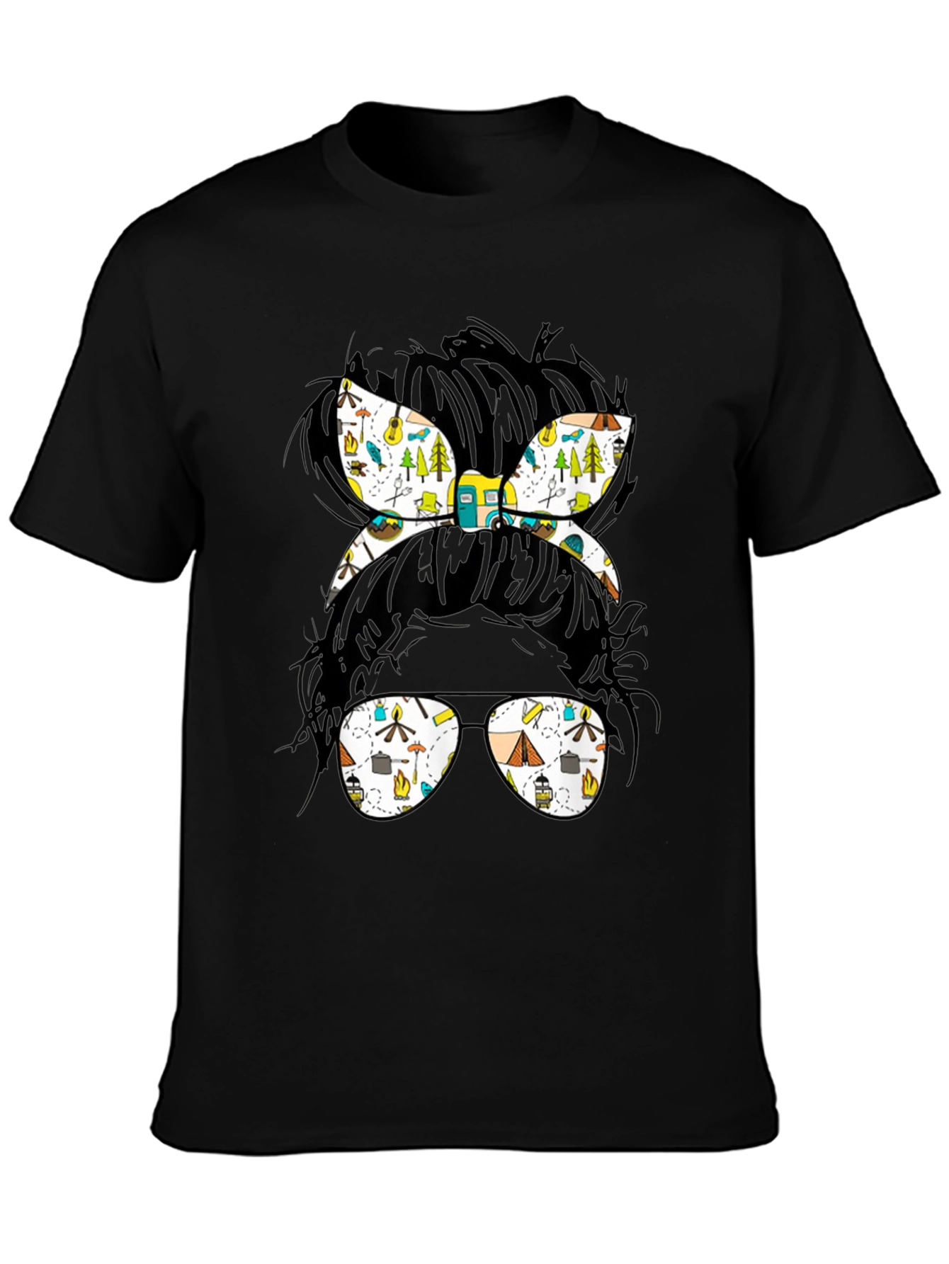 Camping Messy Bun Graphic Tee