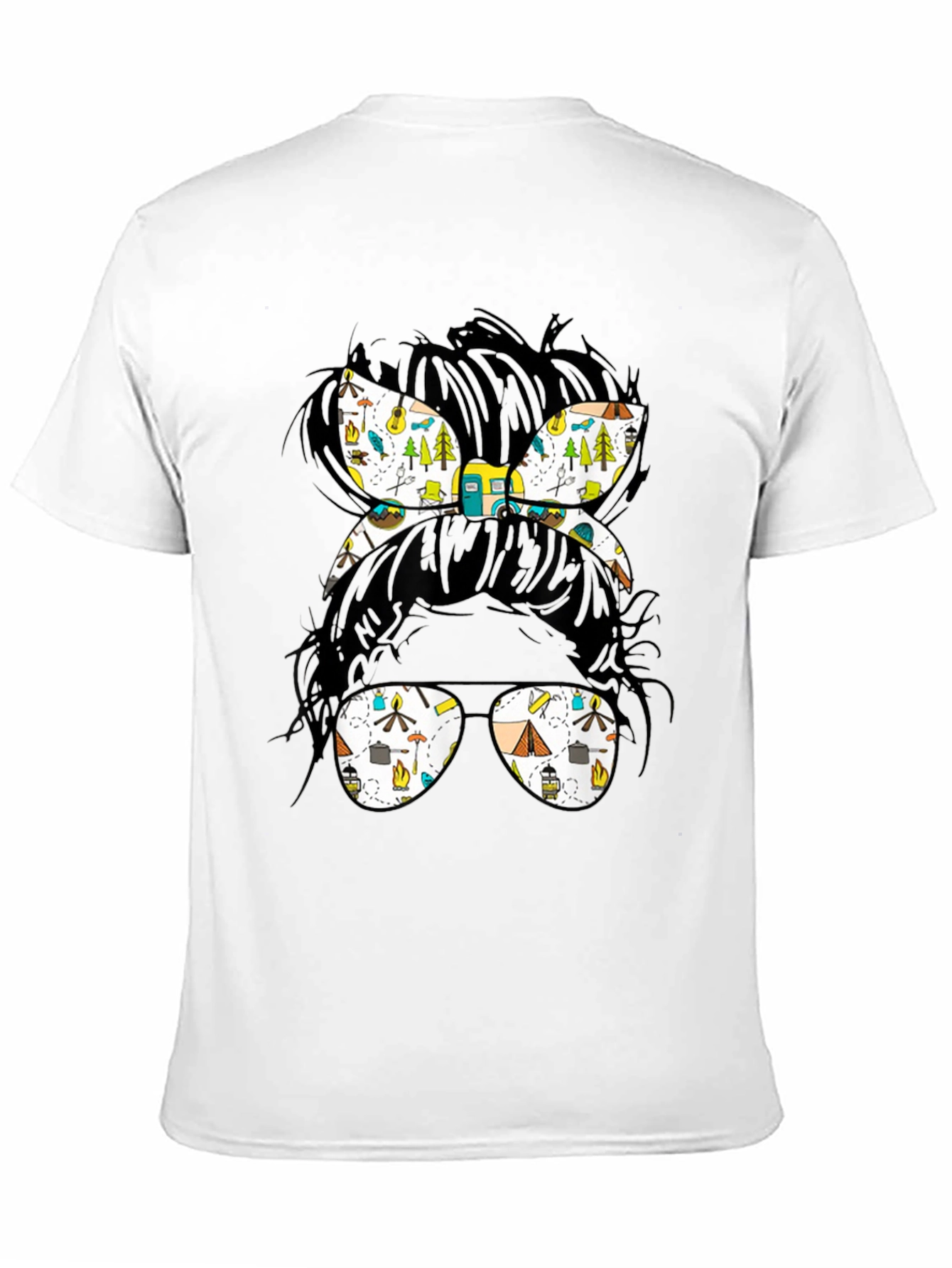 Camping Messy Bun Graphic Tee