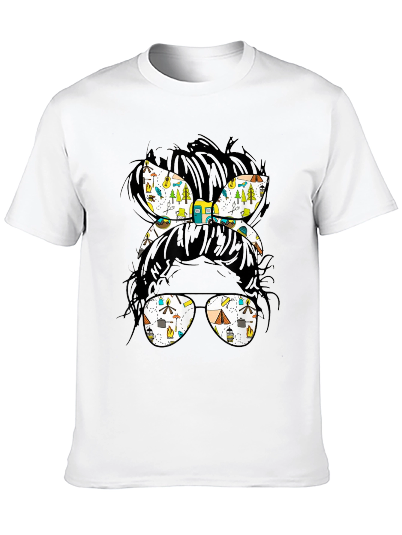 Camping Messy Bun Graphic Tee