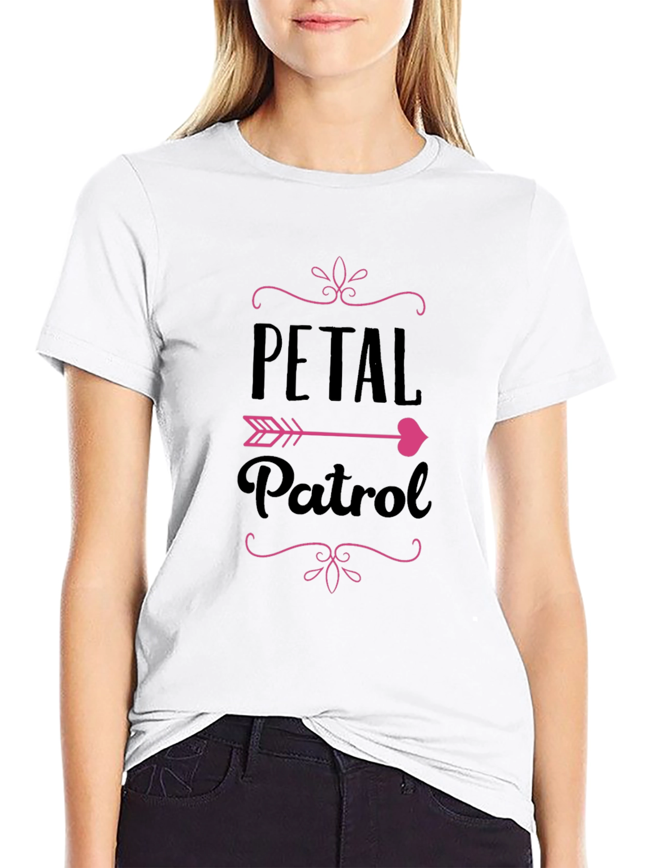 Petal Patrol Graphic Tee - Black Crew Neck T-Shirt