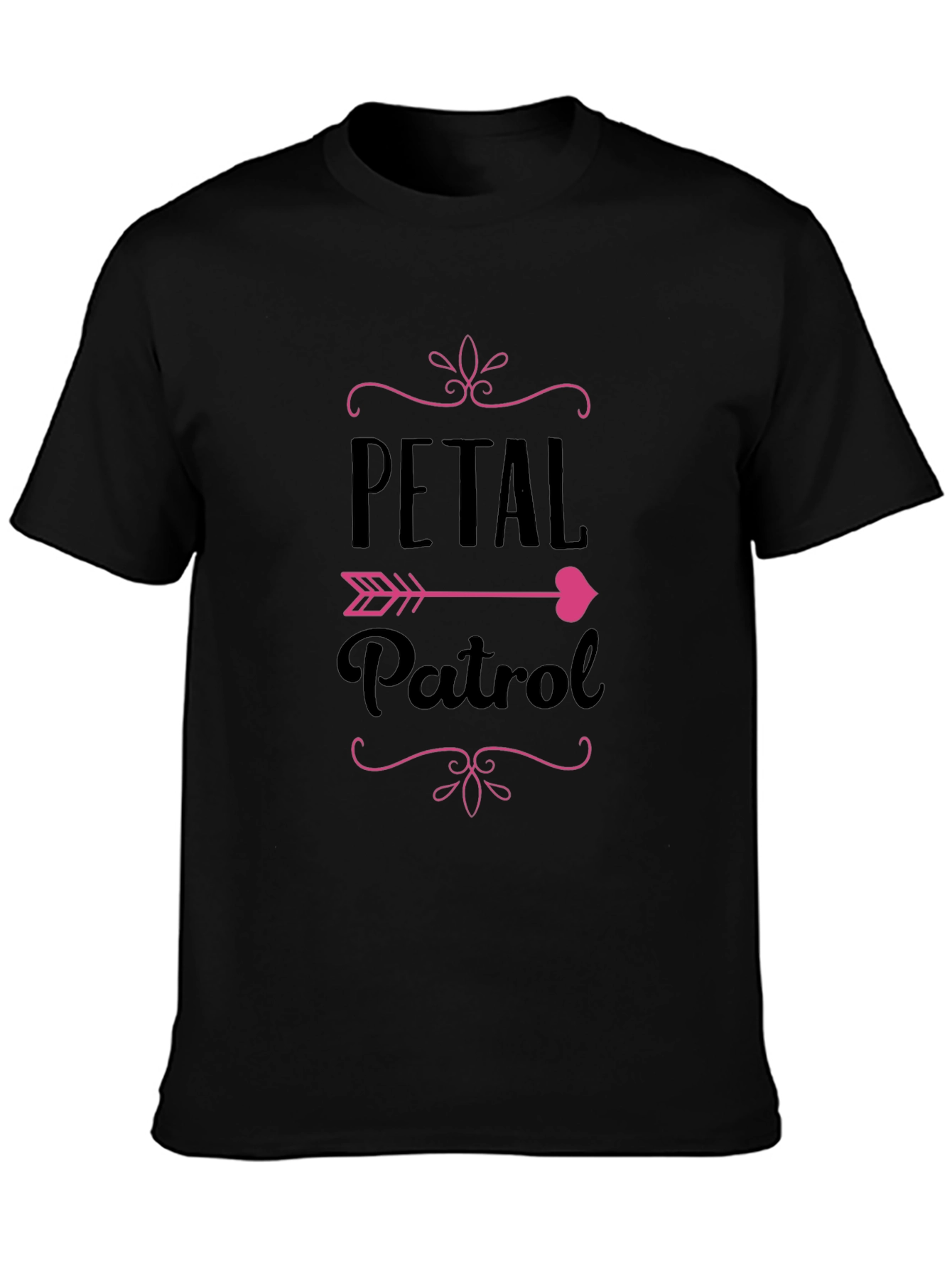Petal Patrol Graphic Tee - Black Crew Neck T-Shirt