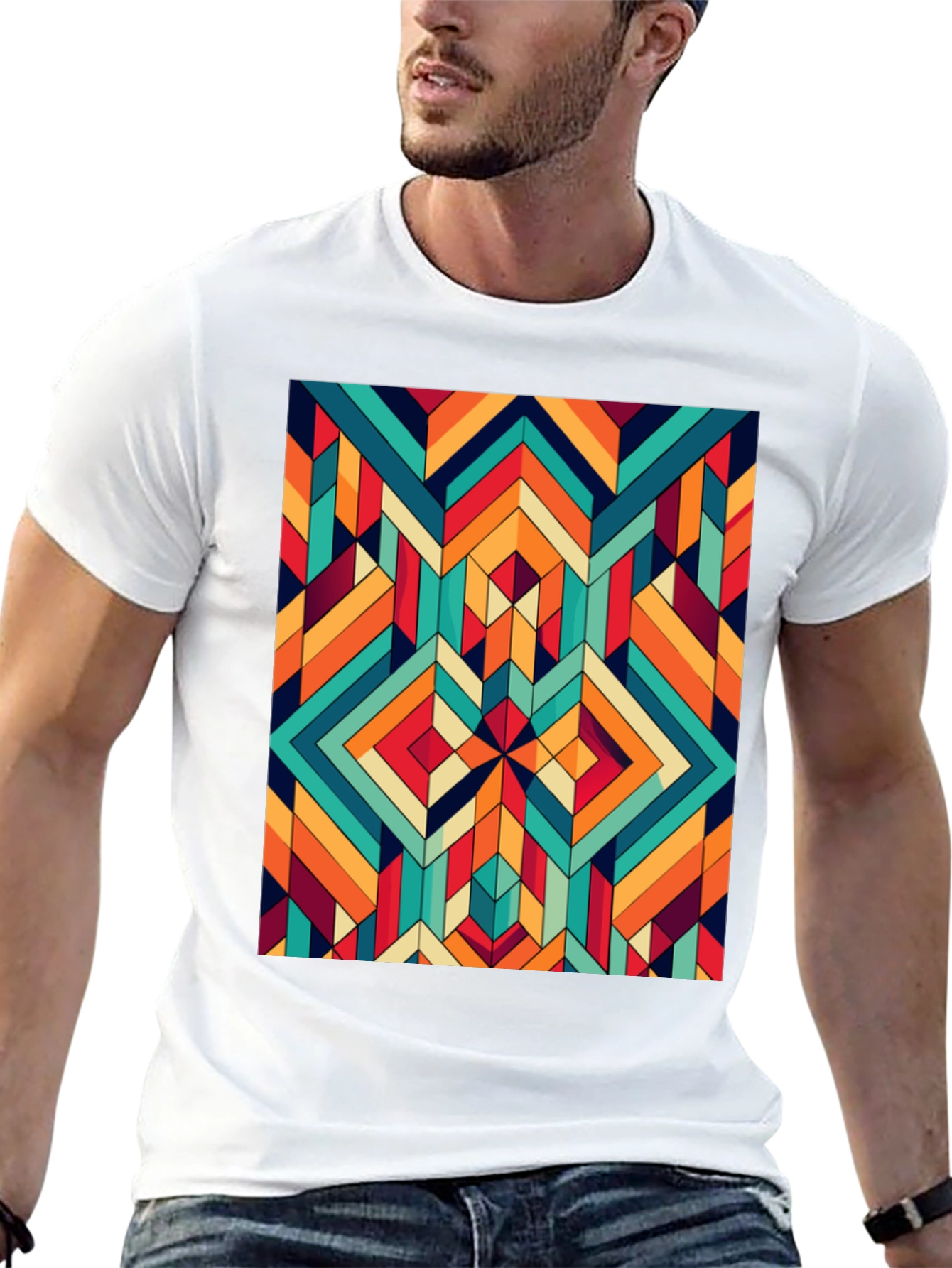 Geometric Pattern Tee - Retro Style