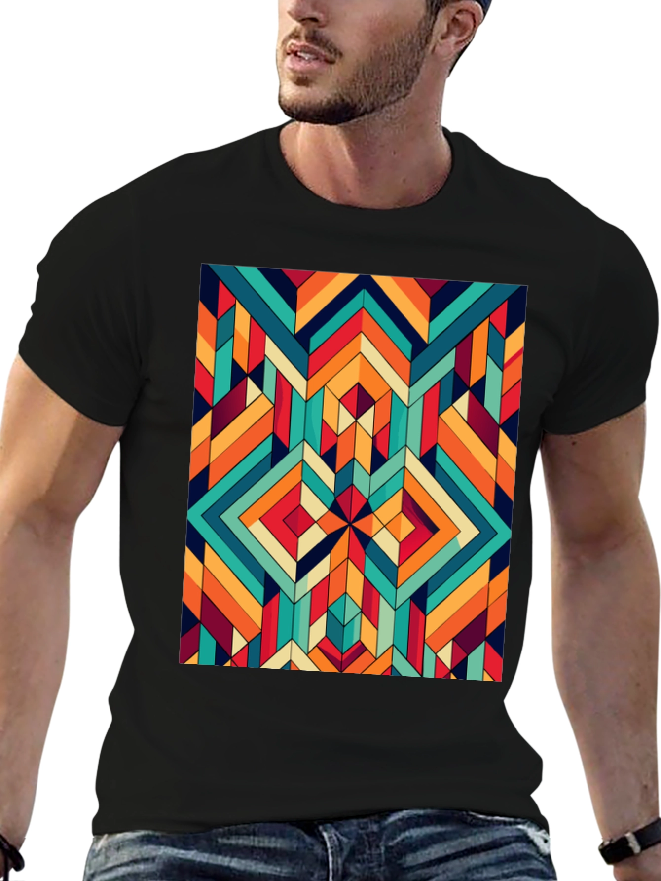 Geometric Pattern Tee - Retro Style