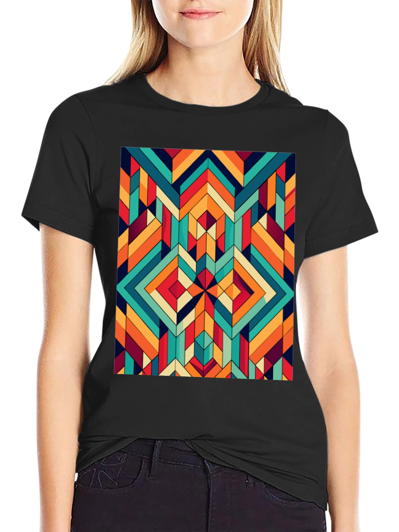 Geometric Pattern Tee - Retro Style