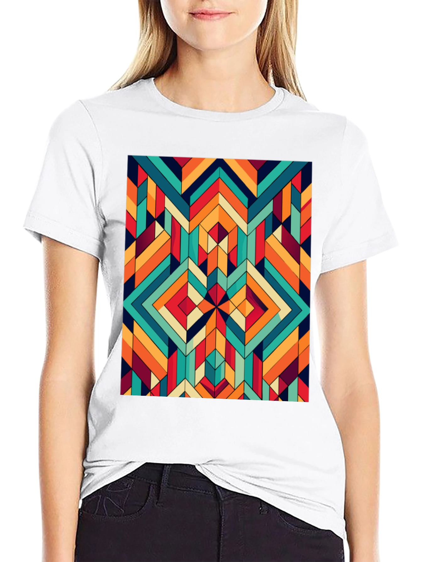 Geometric Pattern Tee - Retro Style