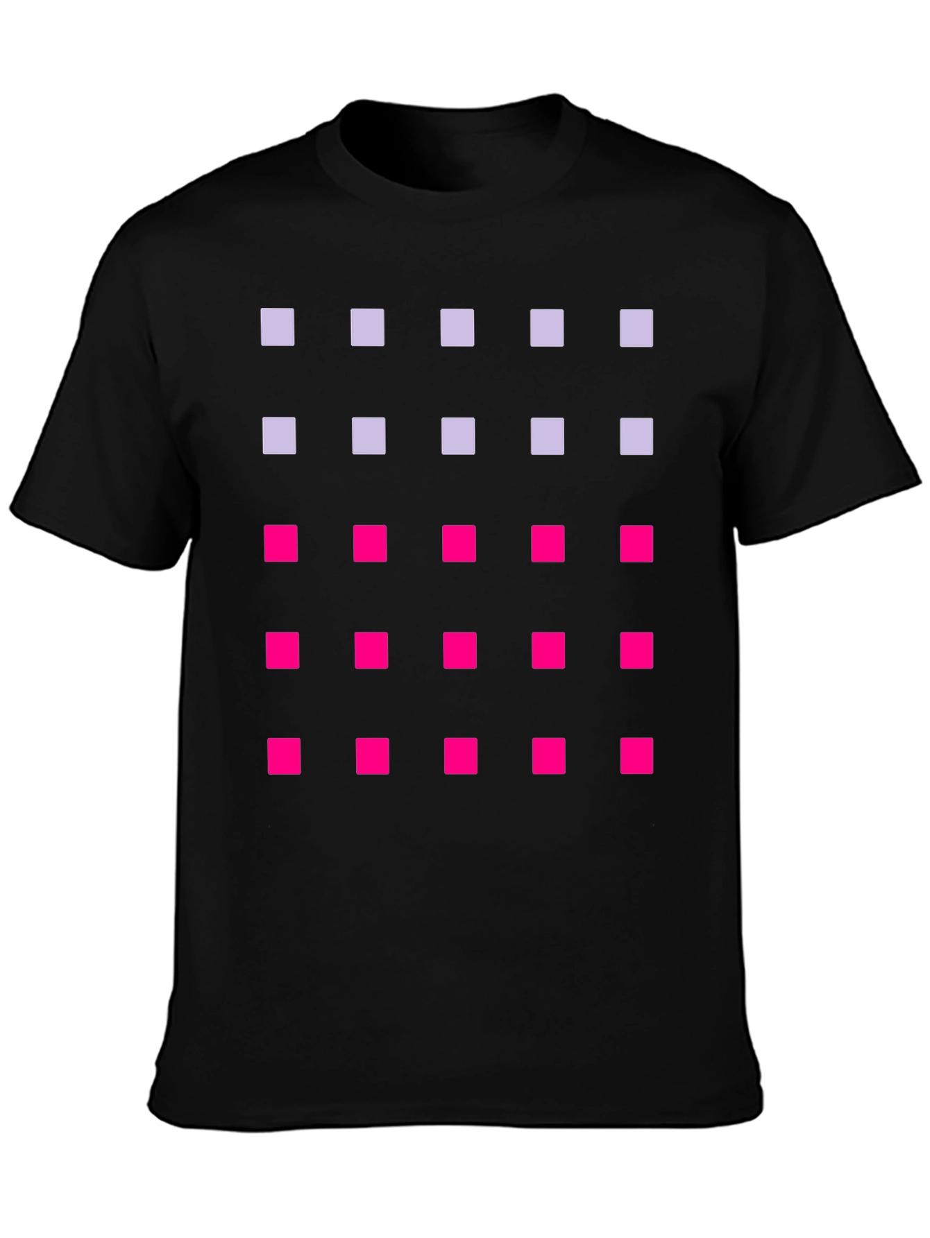 Geometric Squares Pattern T-Shirt - Black