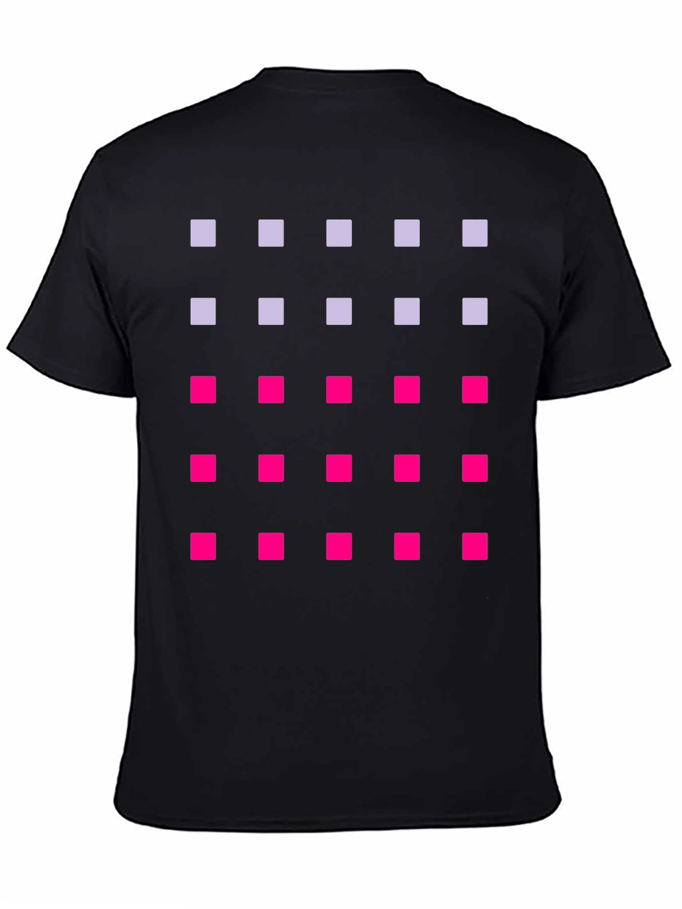 Geometric Squares Pattern T-Shirt - Black