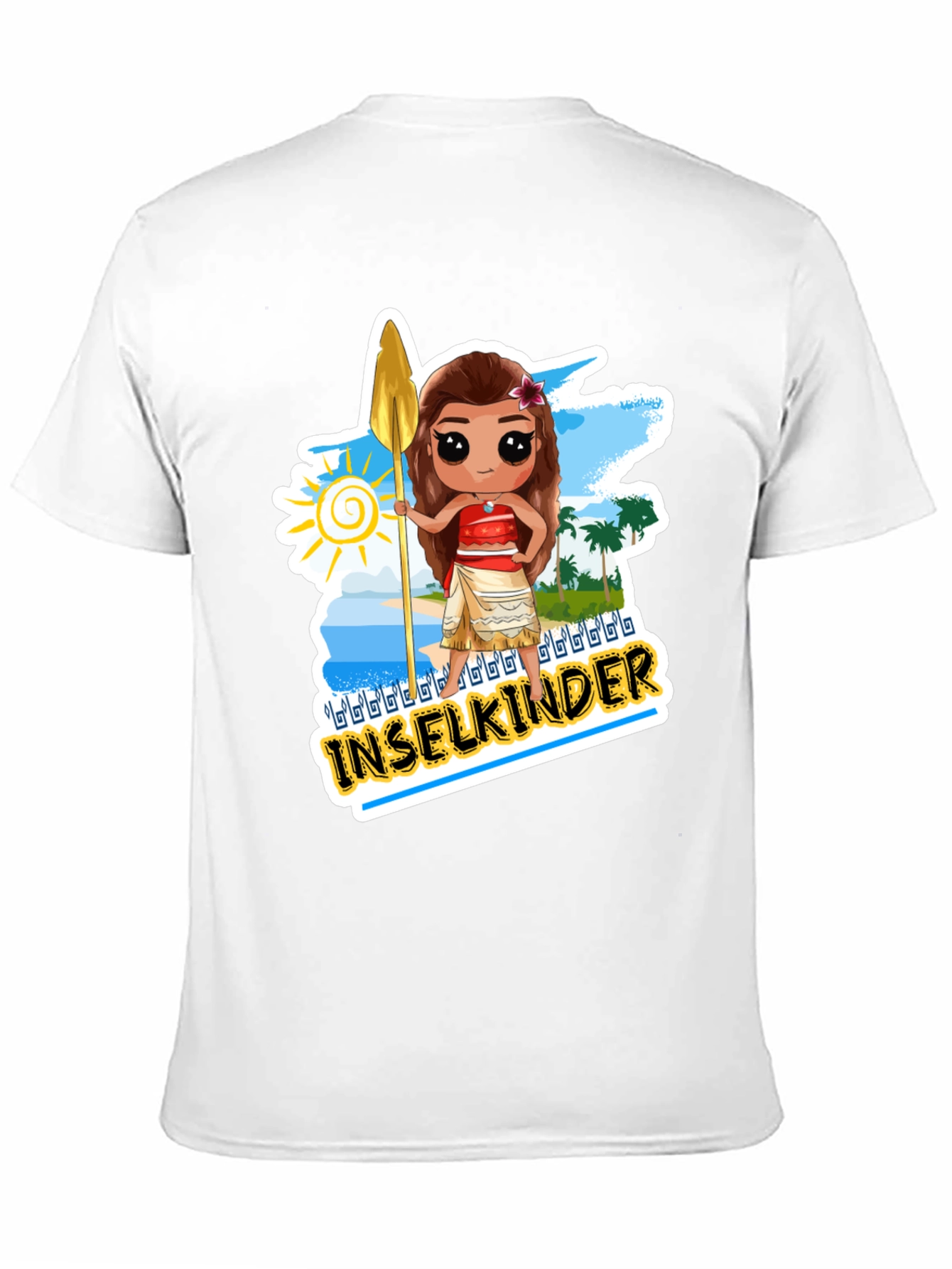 Island Moana Cartoon Graphic Black T-Shirt
