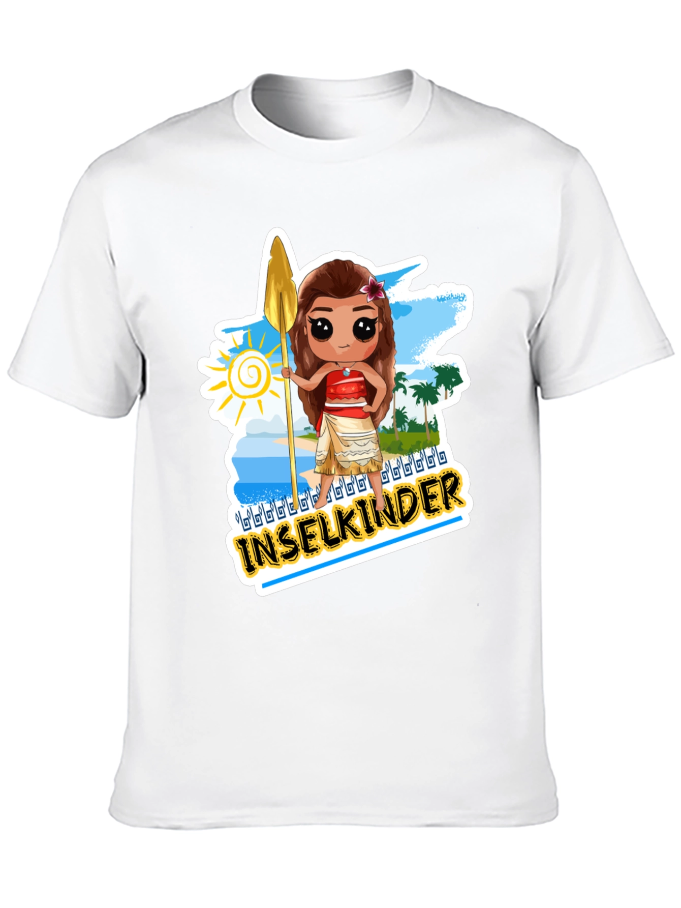 Island Moana Cartoon Graphic Black T-Shirt