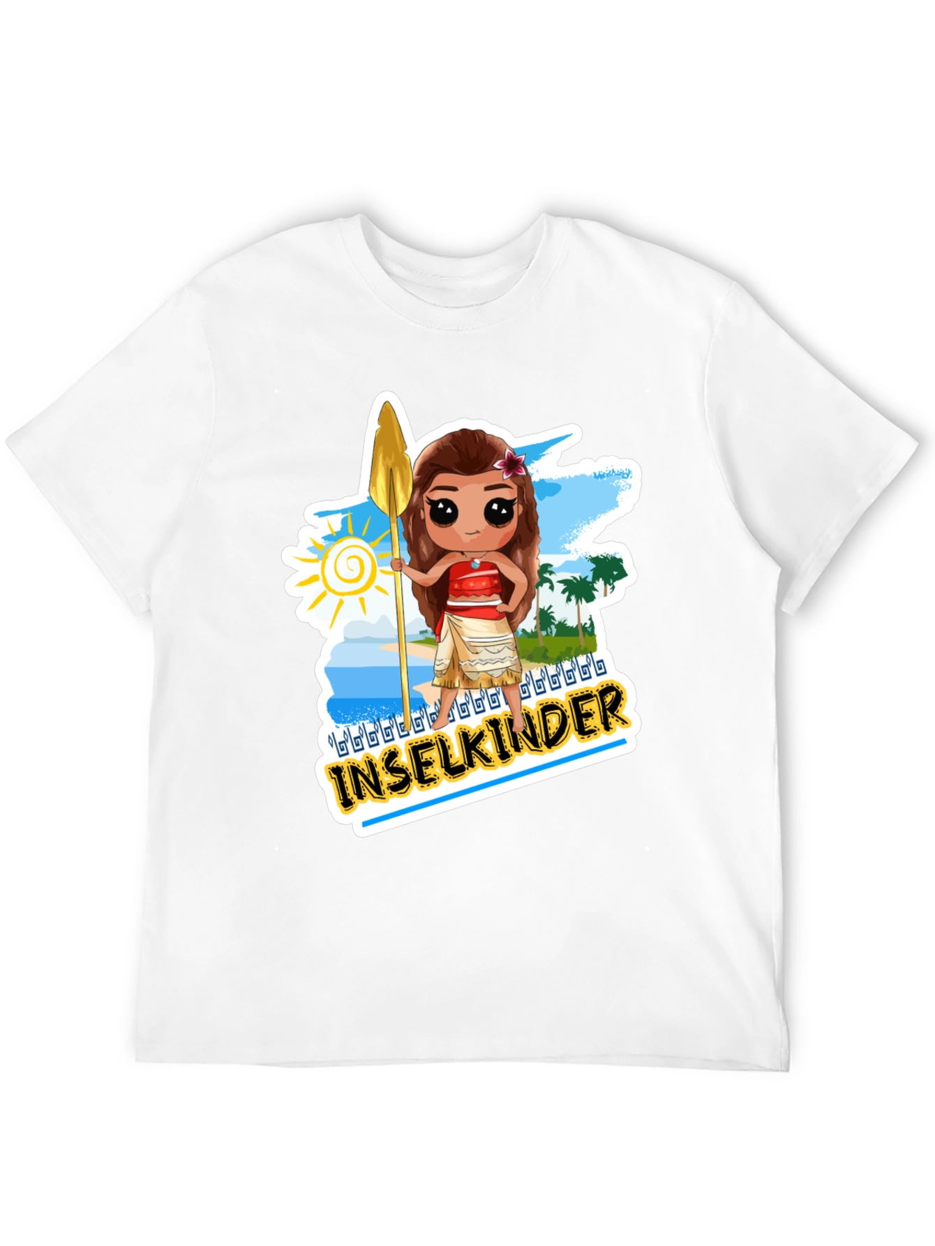 Island Moana Cartoon Graphic Black T-Shirt