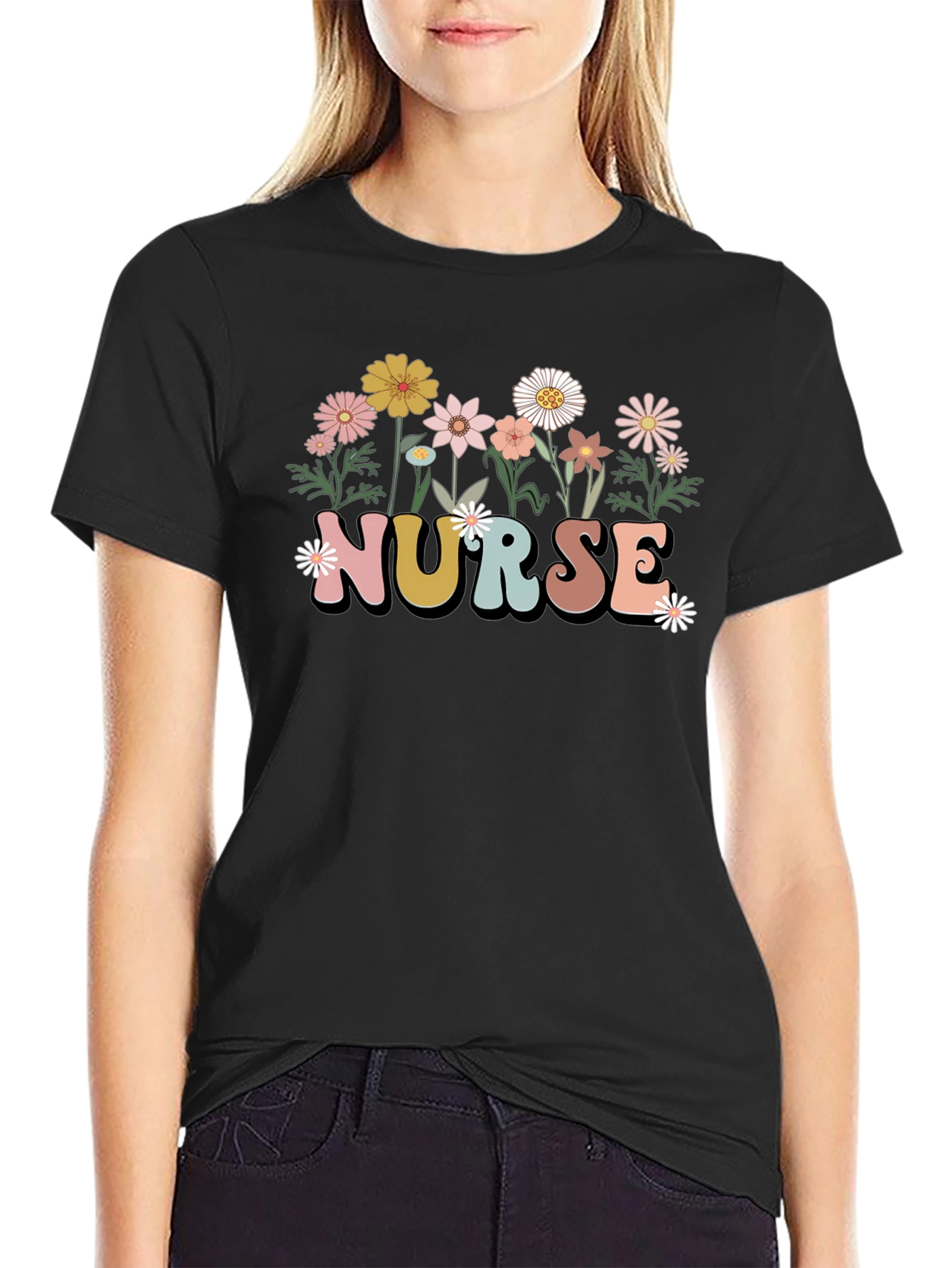 Floral Nurse T-Shirt - Stylish & Comfortable!
