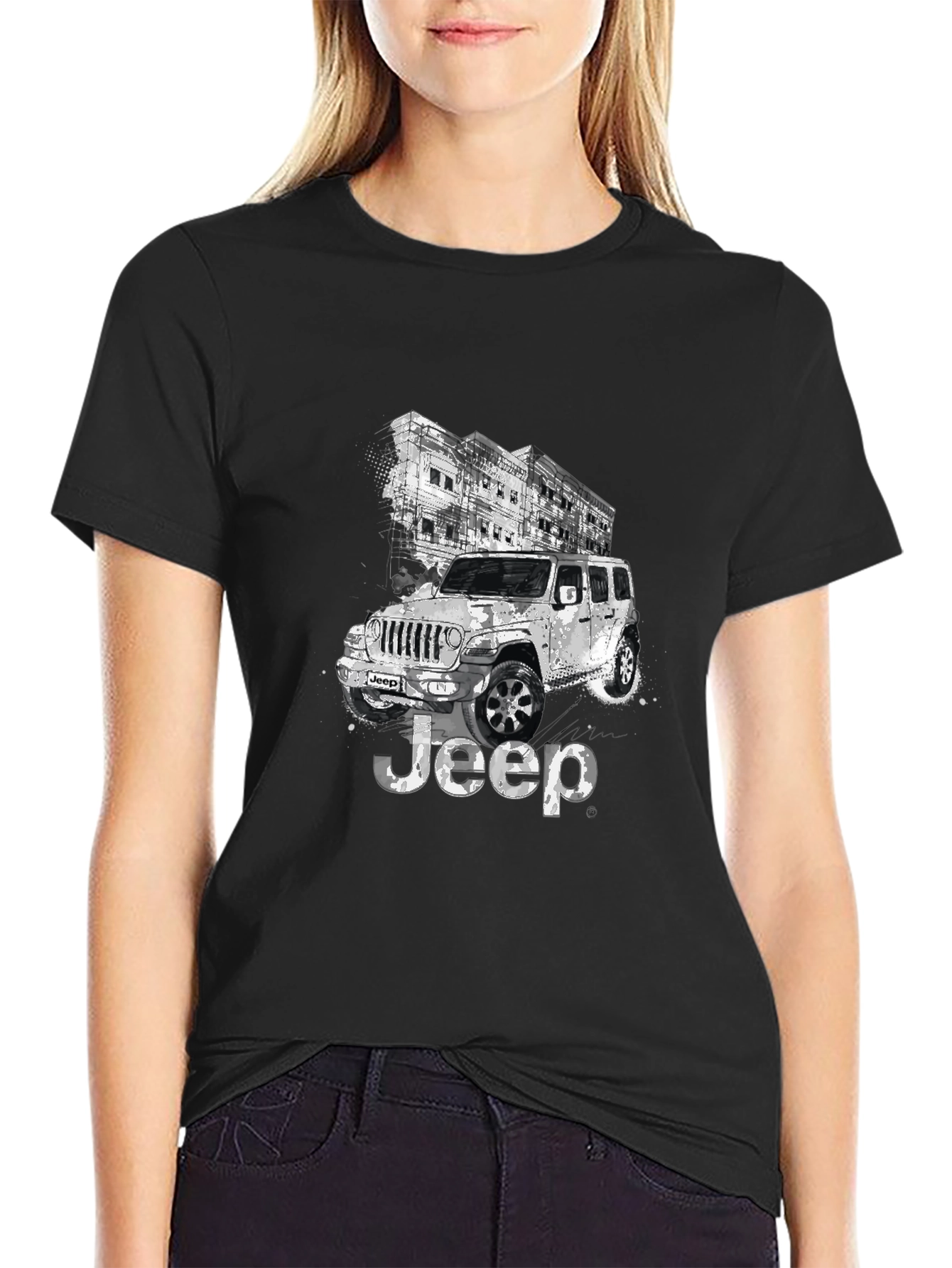 Jeep Graphic Black T-Shirt for Men