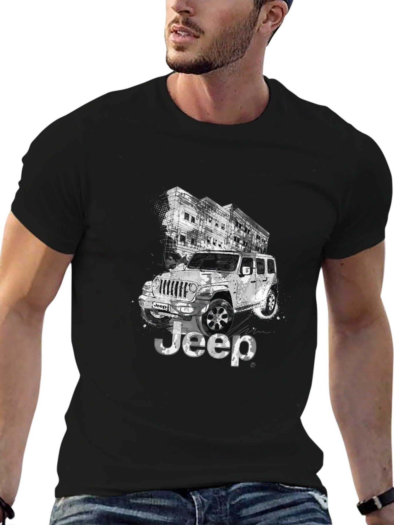 Jeep Graphic Black T-Shirt for Men