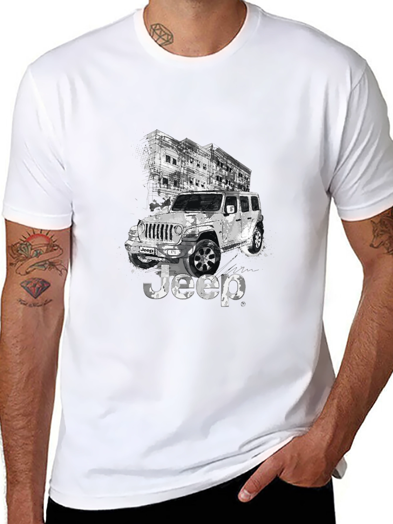 Jeep Graphic Black T-Shirt for Men